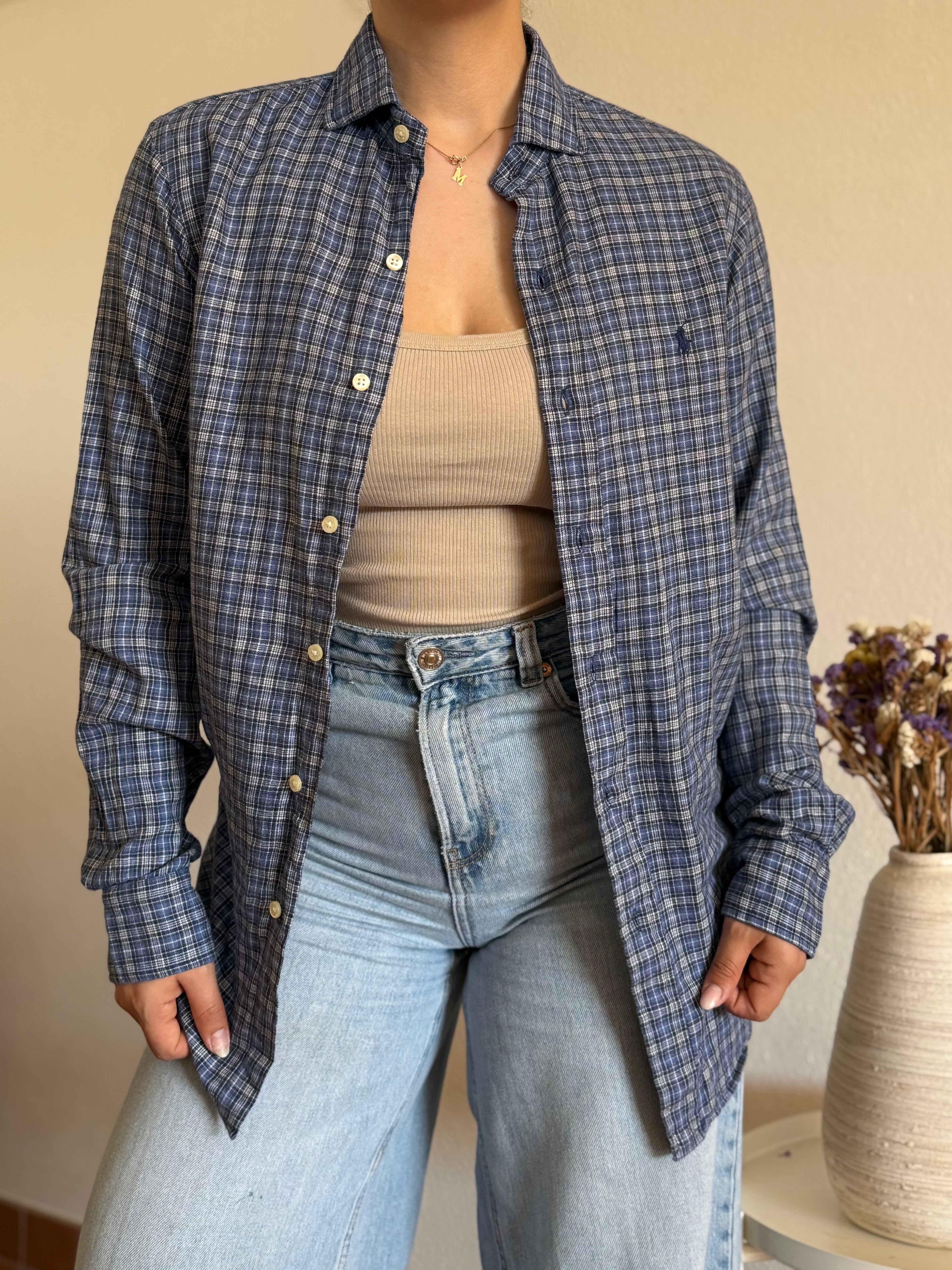 Camisa Polo Ralph Lauren Blue Plaid – Custom Fit (Vintage)