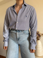 Camisa Polo Ralph Lauren Blue Micro-Pinstripe – Slim Fit (Vintage)