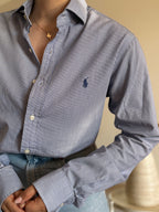 Camisa Polo Ralph Lauren Blue Micro-Pinstripe – Slim Fit (Vintage)