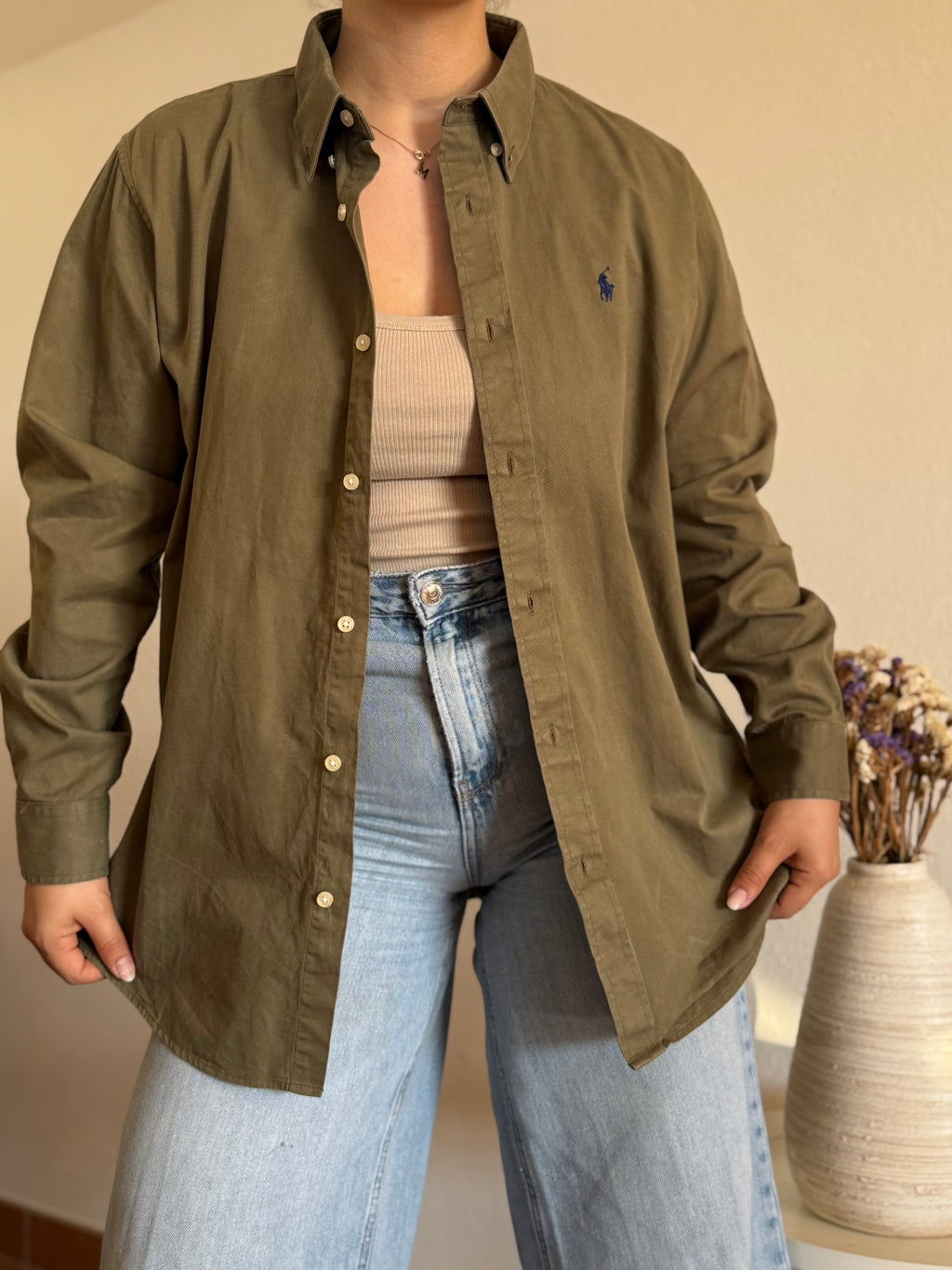 Camisa Polo Ralph Lauren Olive Khaki – Custom Fit (Vintage)