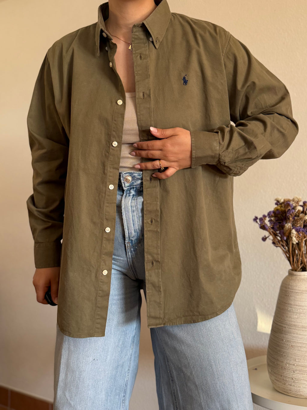 Camisa Polo Ralph Lauren Olive Khaki – Custom Fit (Vintage)