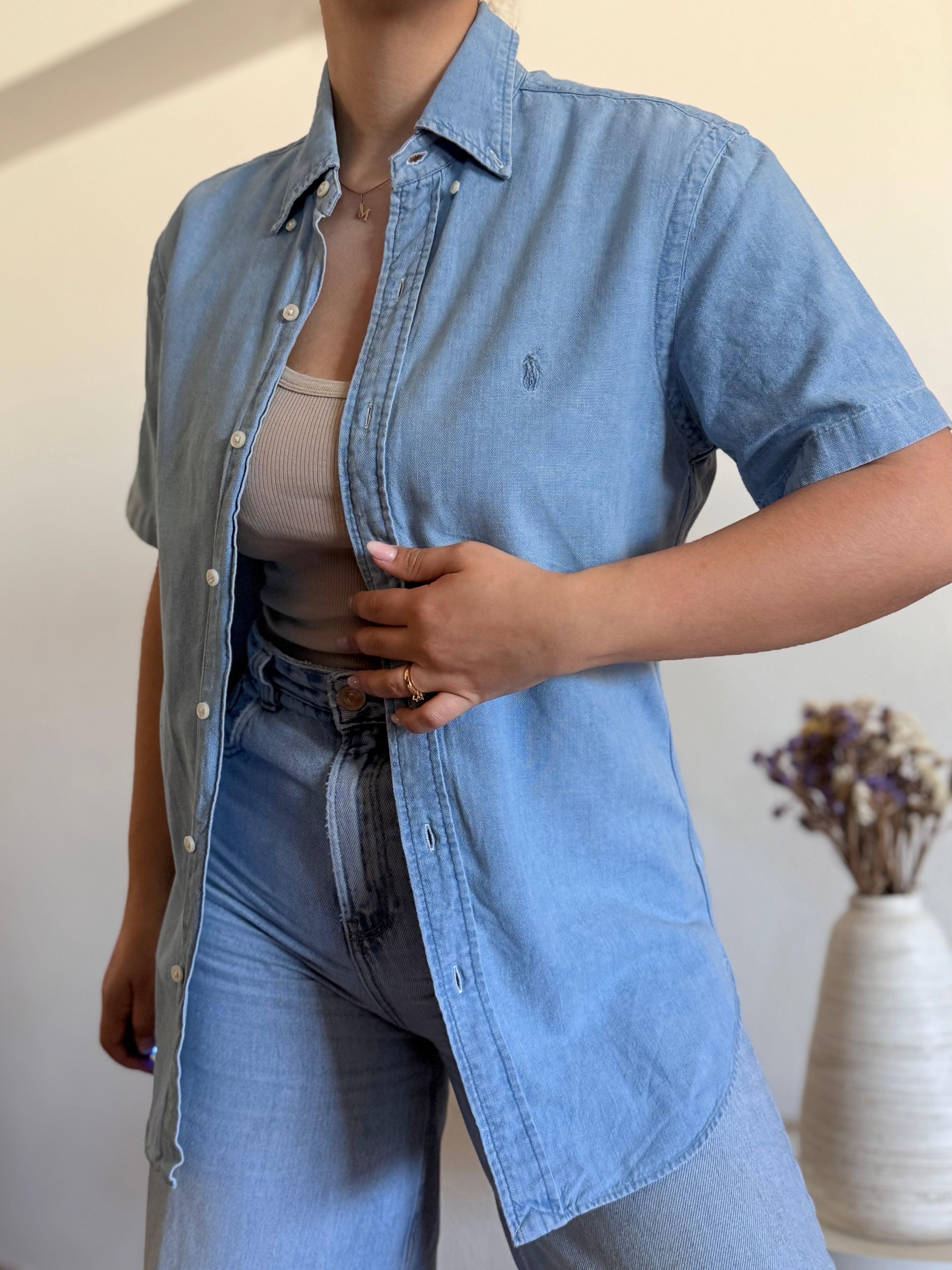 Camisa Ralph Lauren Light Chambray – Slim Fit (Short Sleeve Vintage)