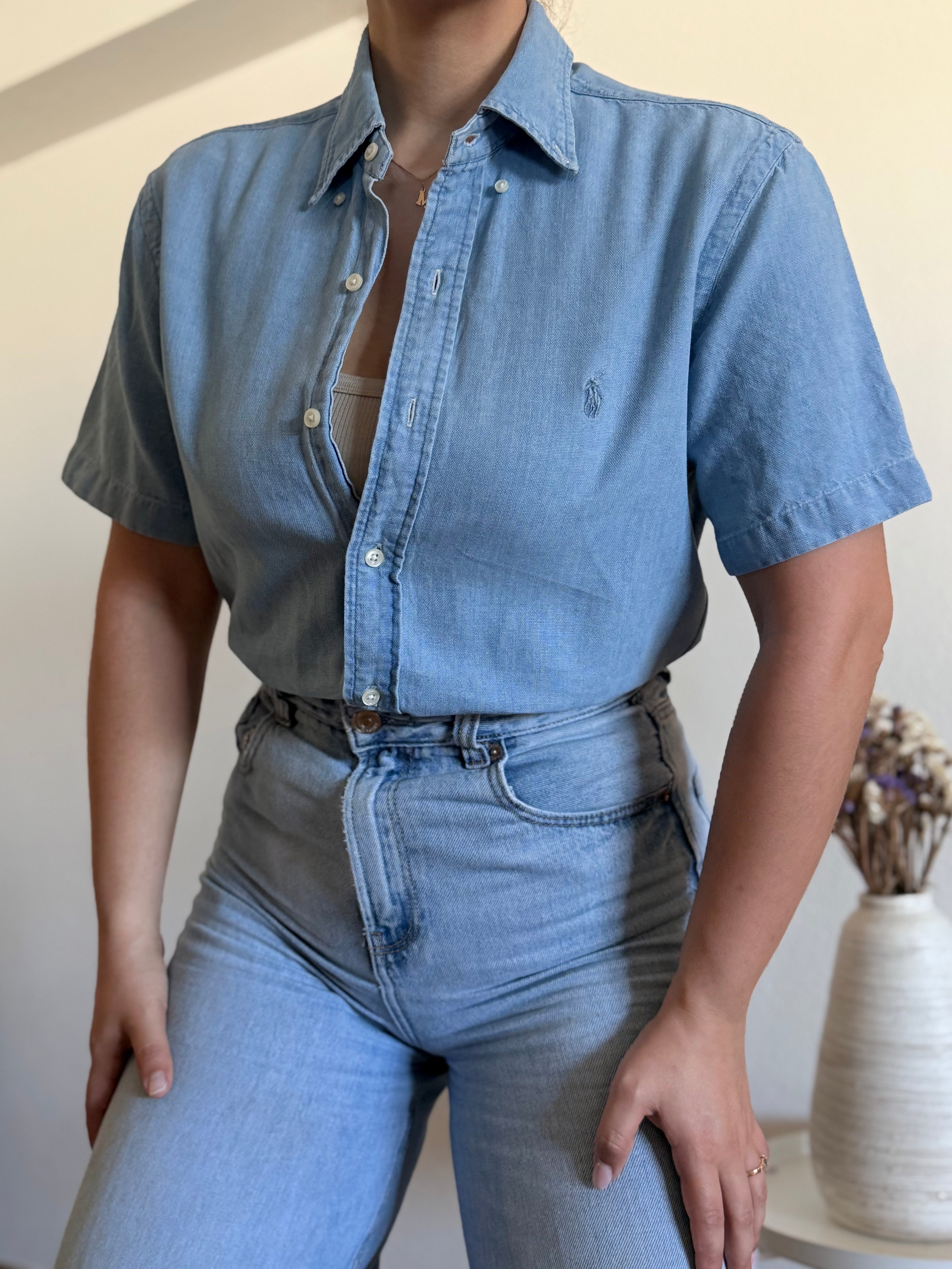 Camisa Ralph Lauren Light Chambray – Slim Fit (Short Sleeve Vintage)