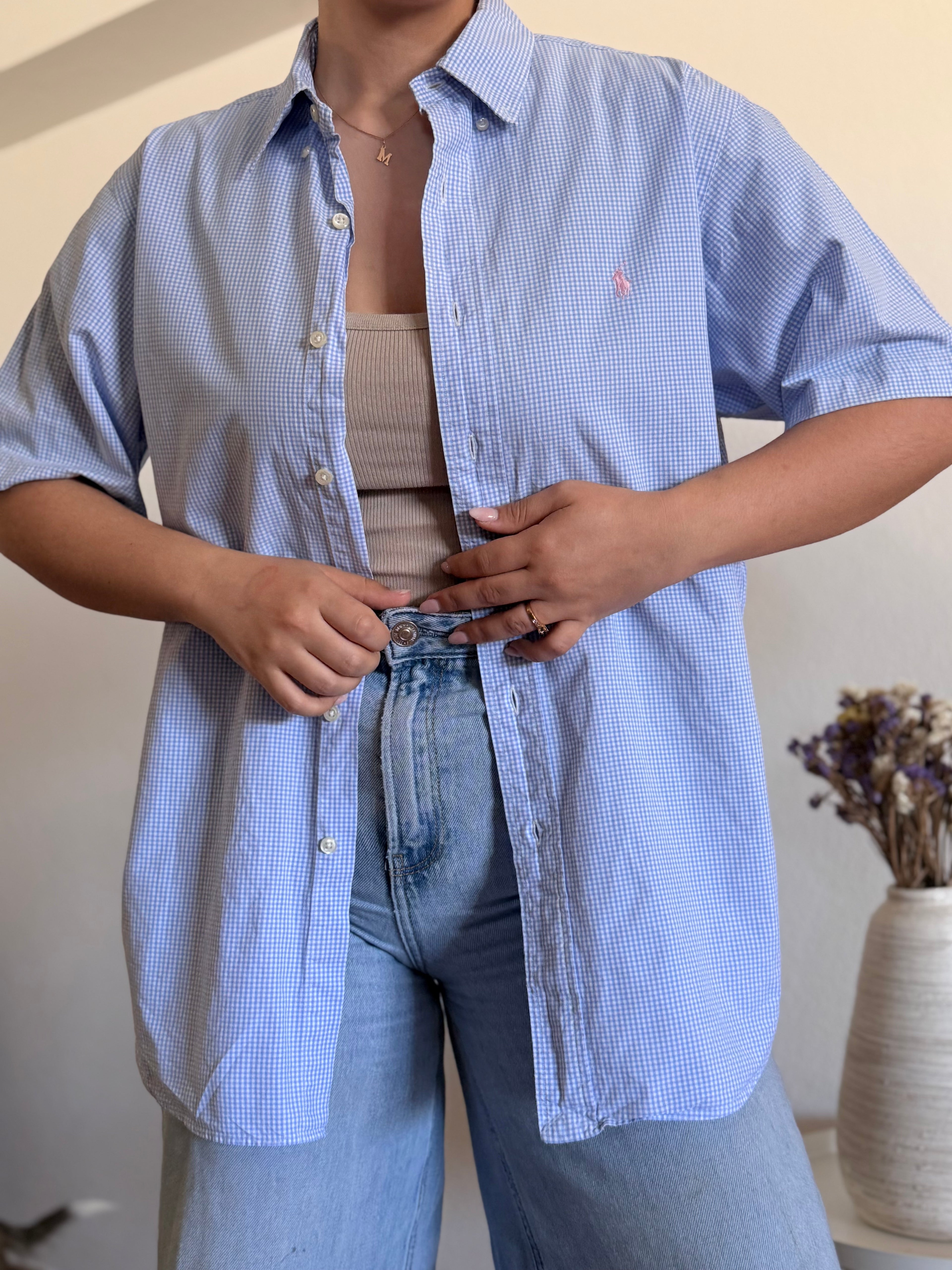 Camisa Ralph Lauren Blue Gingham – Classic Fit (Vintage)
