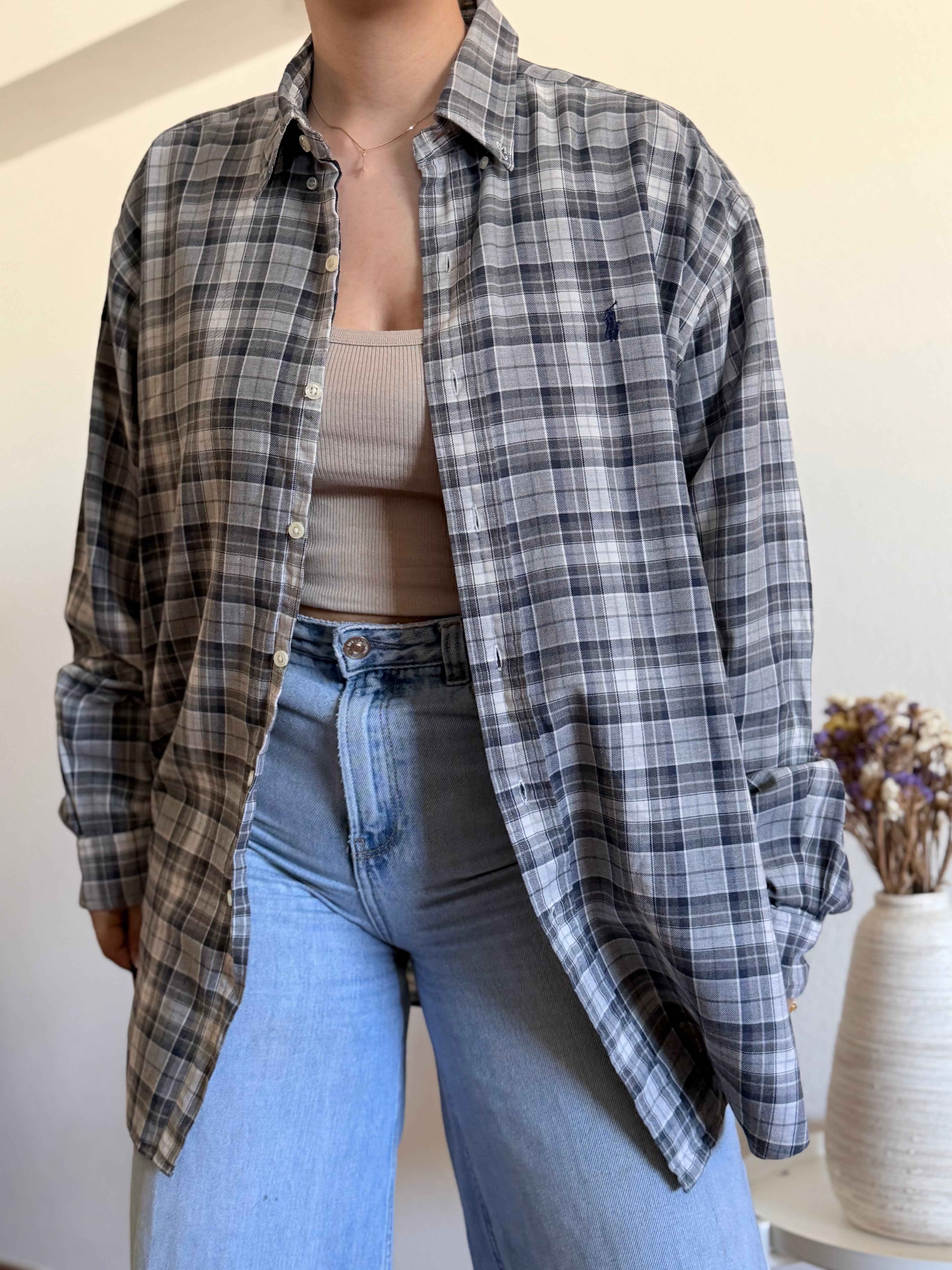 Camisa Polo Ralph Lauren Grey Plaid – BLAKE Fit (Vintage)