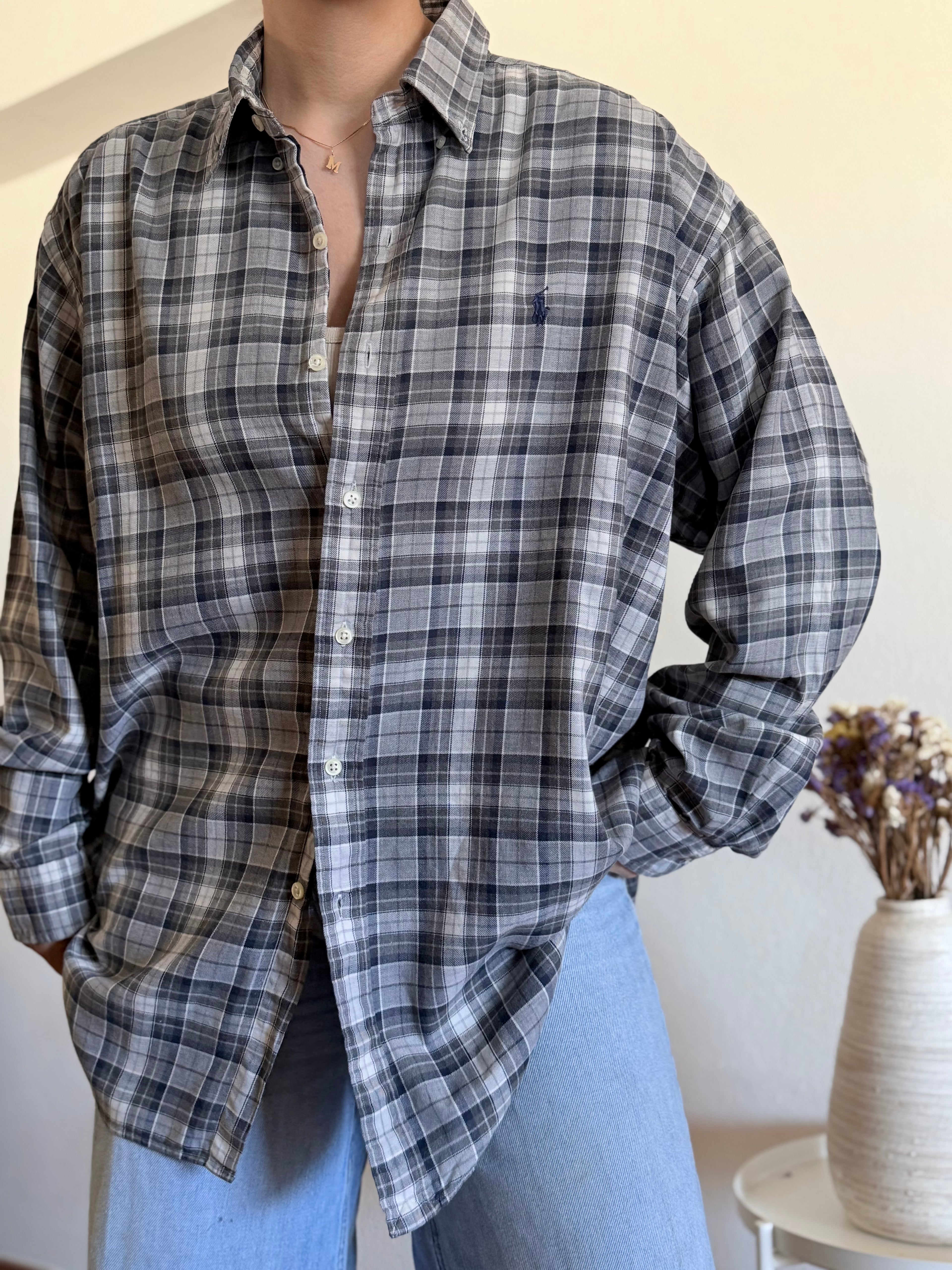 Camisa Polo Ralph Lauren Grey Plaid – BLAKE Fit (Vintage)