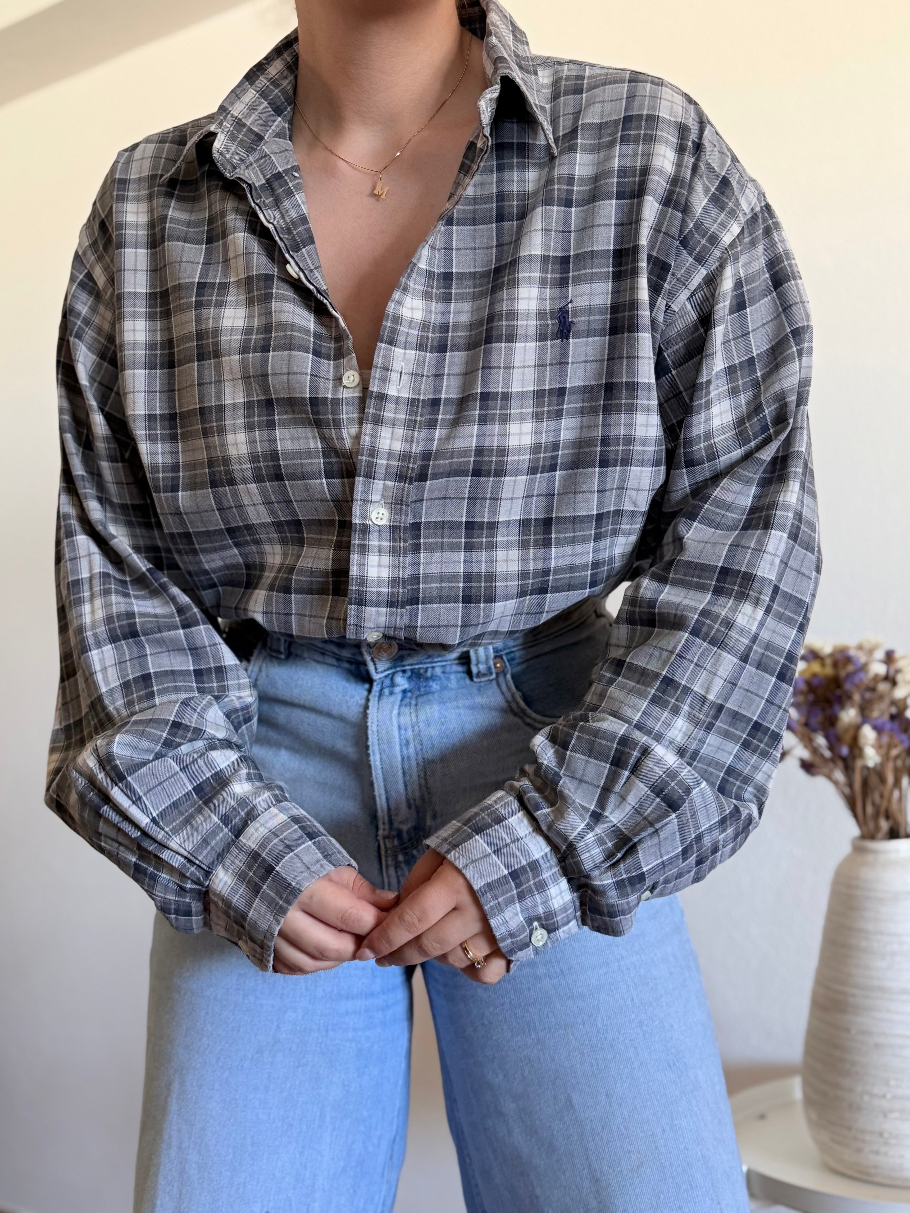 Camisa Polo Ralph Lauren Grey Plaid – BLAKE Fit (Vintage)