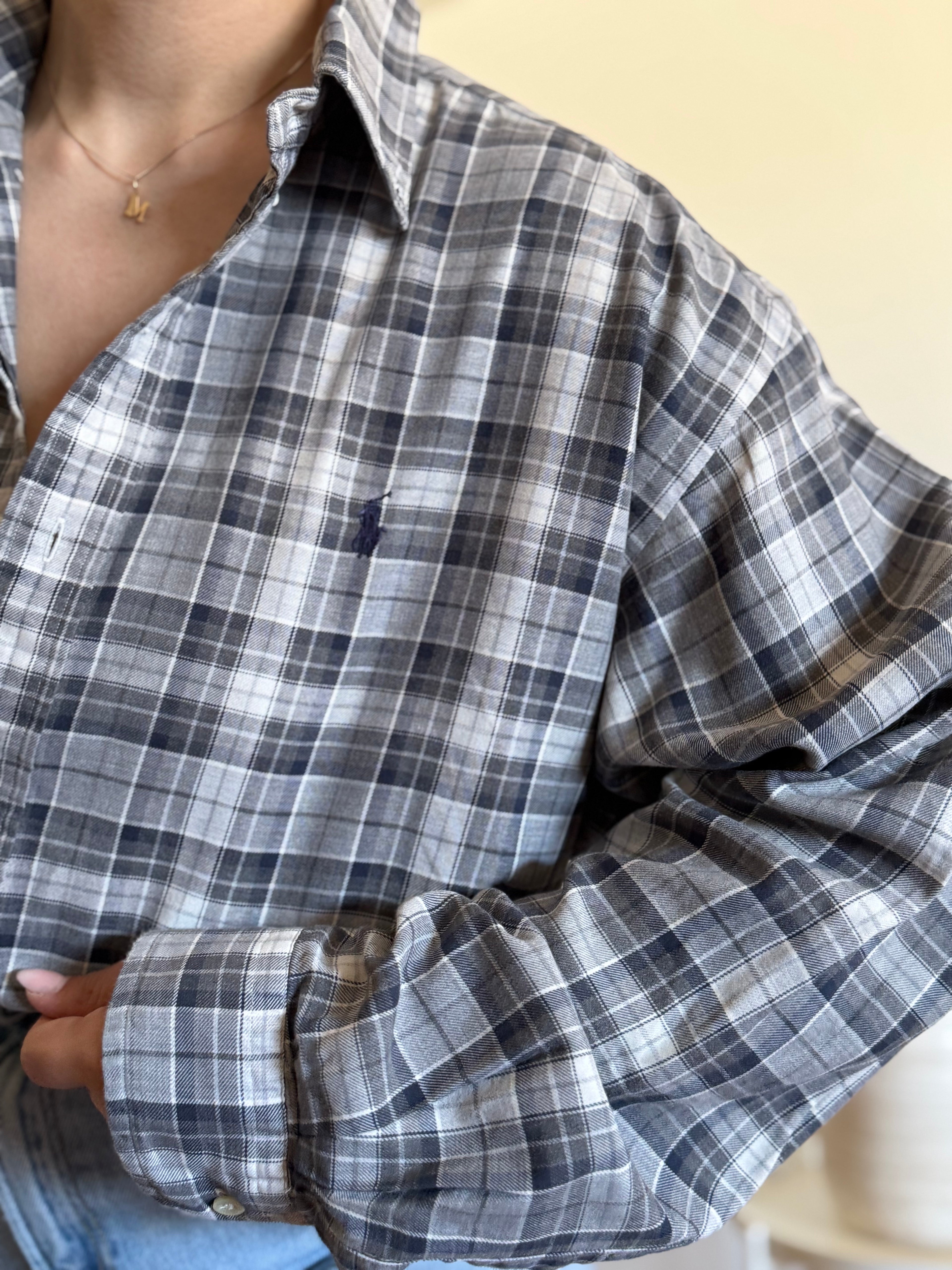 Camisa Polo Ralph Lauren Grey Plaid – BLAKE Fit (Vintage)