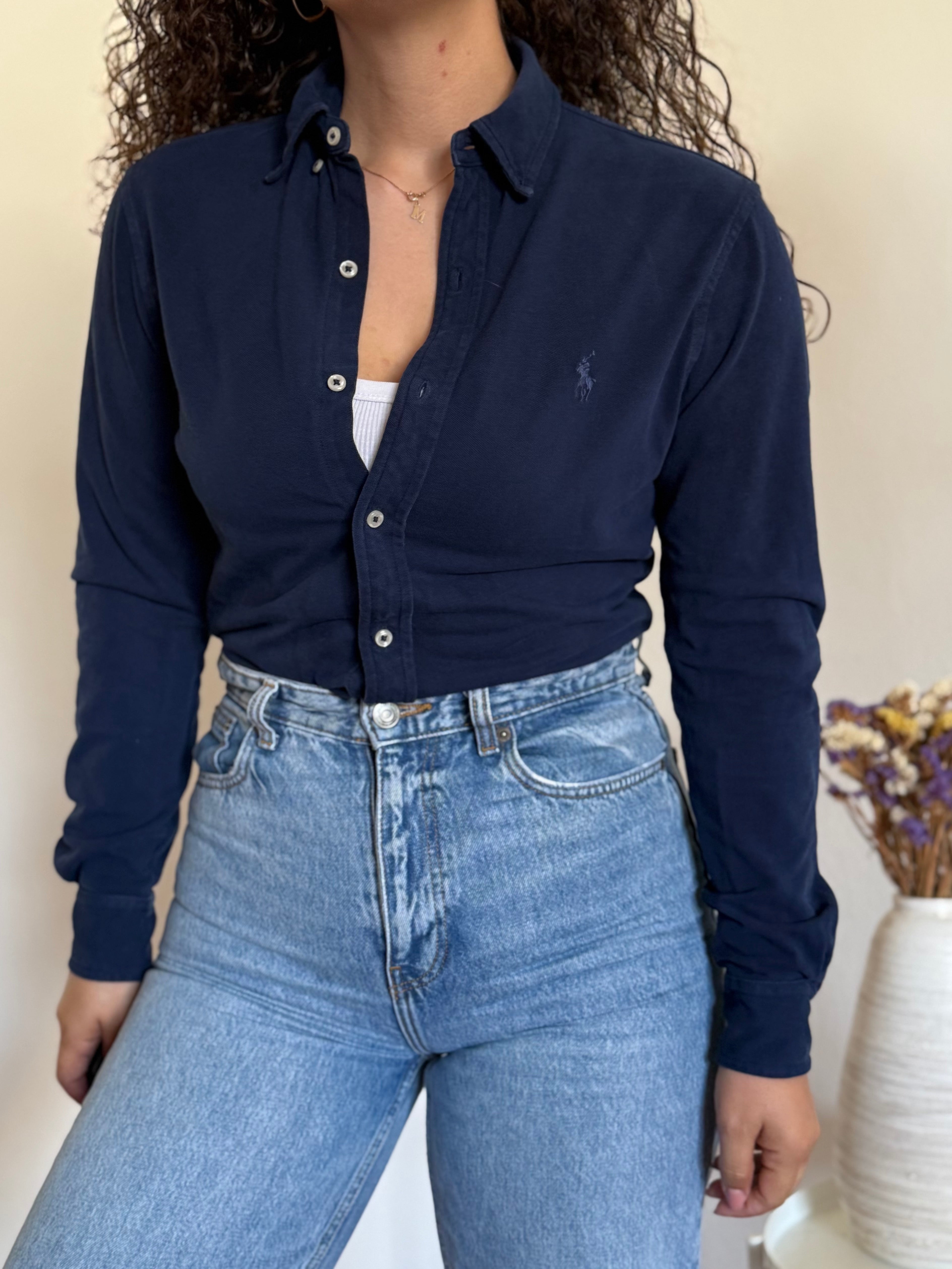Camisa Ralph Lauren Navy Featherweight Mesh – Tam. XS (Excellent Vintage Condition)