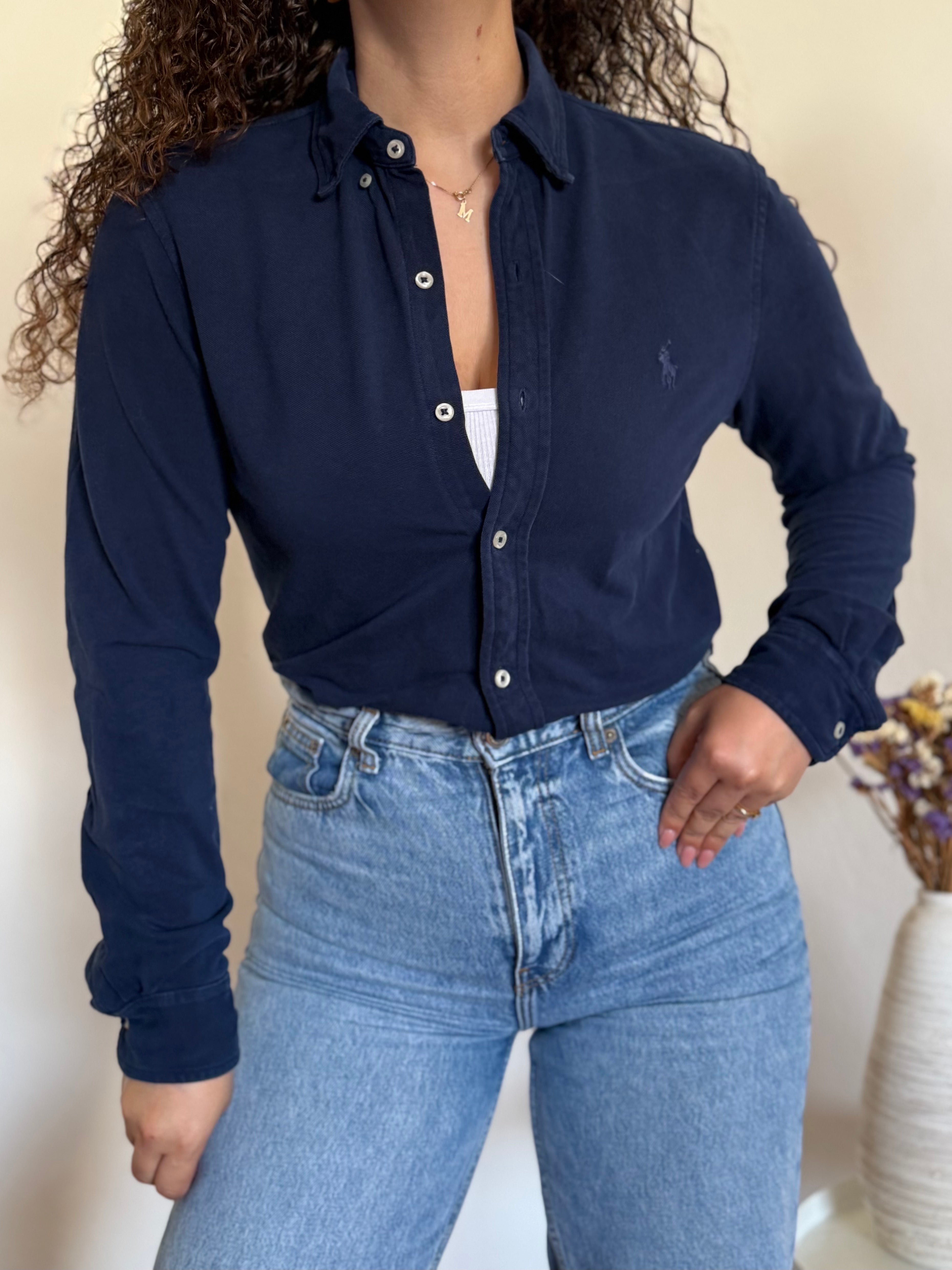 Camisa Ralph Lauren Navy Featherweight Mesh – Tam. XS (Excellent Vintage Condition)