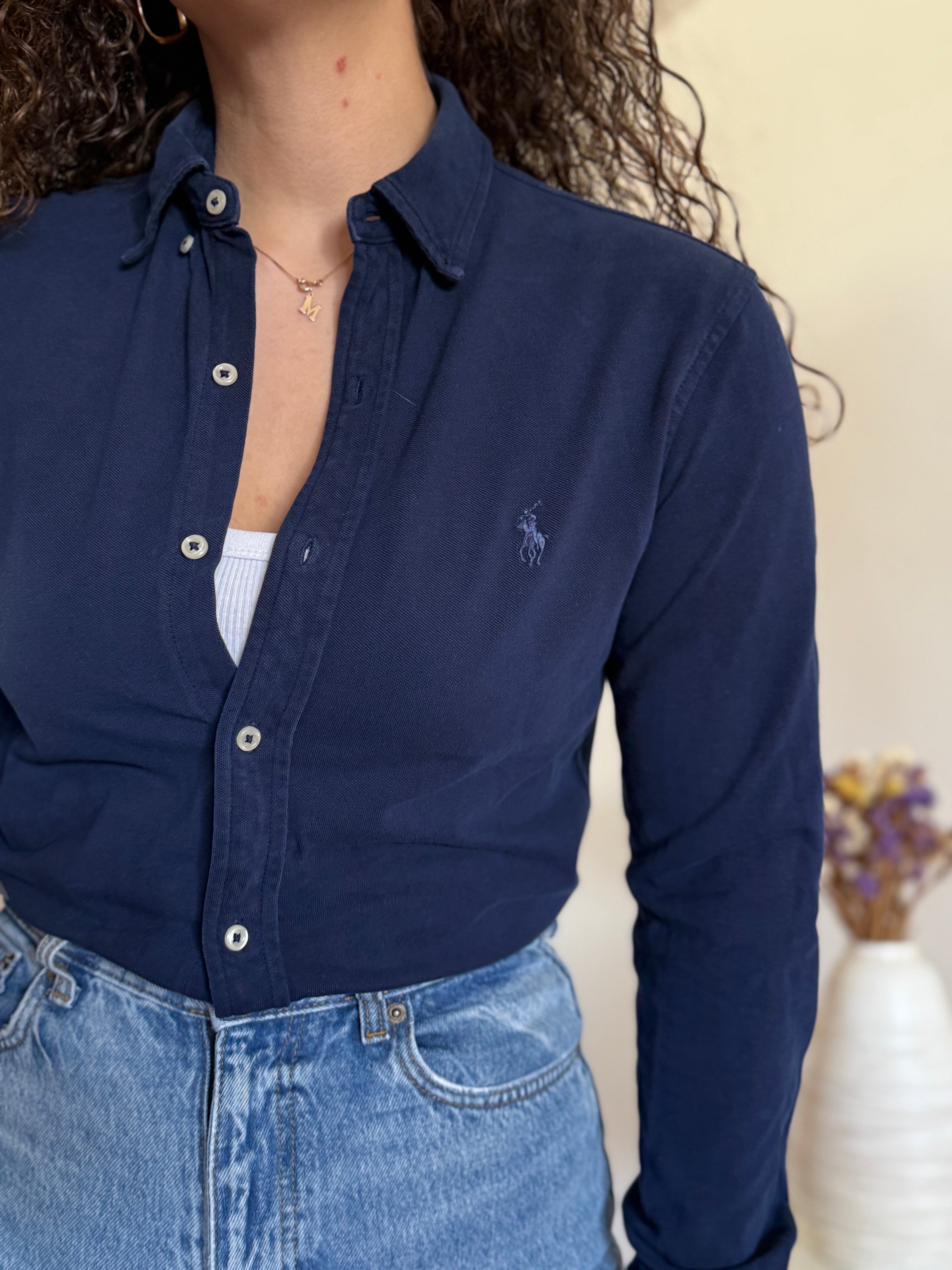 Camisa Ralph Lauren Navy Featherweight Mesh – Tam. XS (Excellent Vintage Condition)