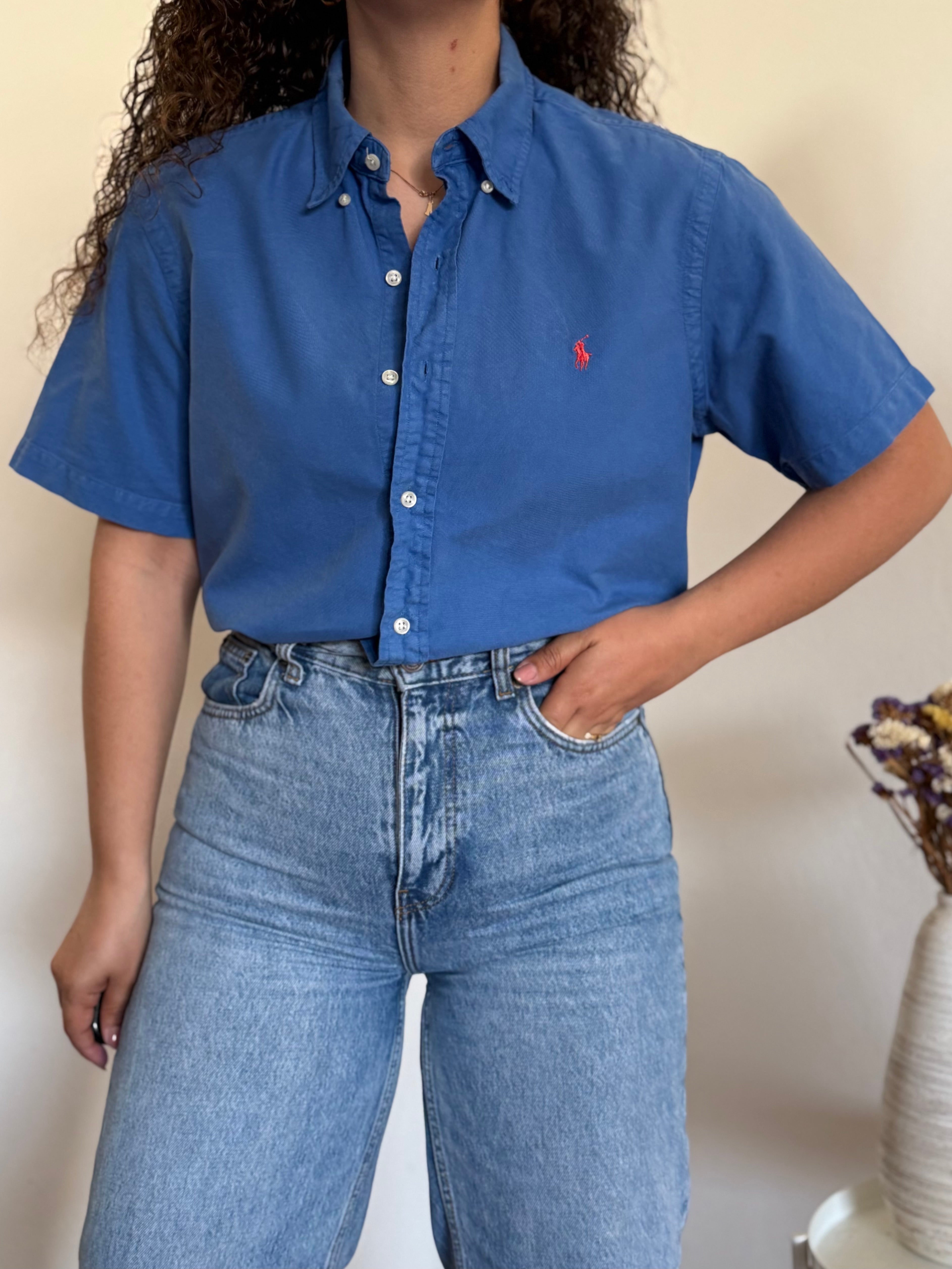 Camisa Ralph Lauren azul | Manga curta | Logo bordado