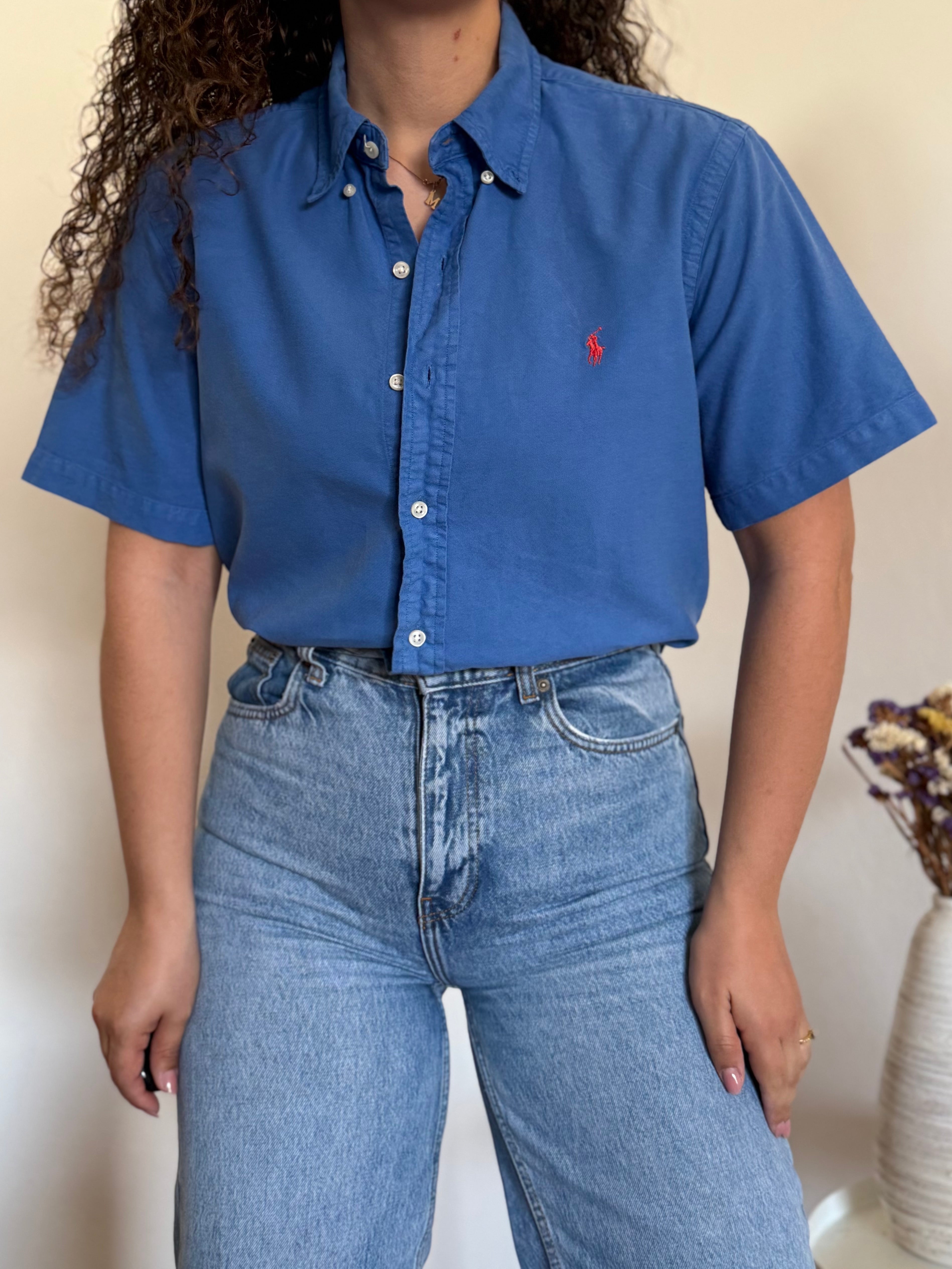 Camisa Ralph Lauren azul | Manga curta | Logo bordado