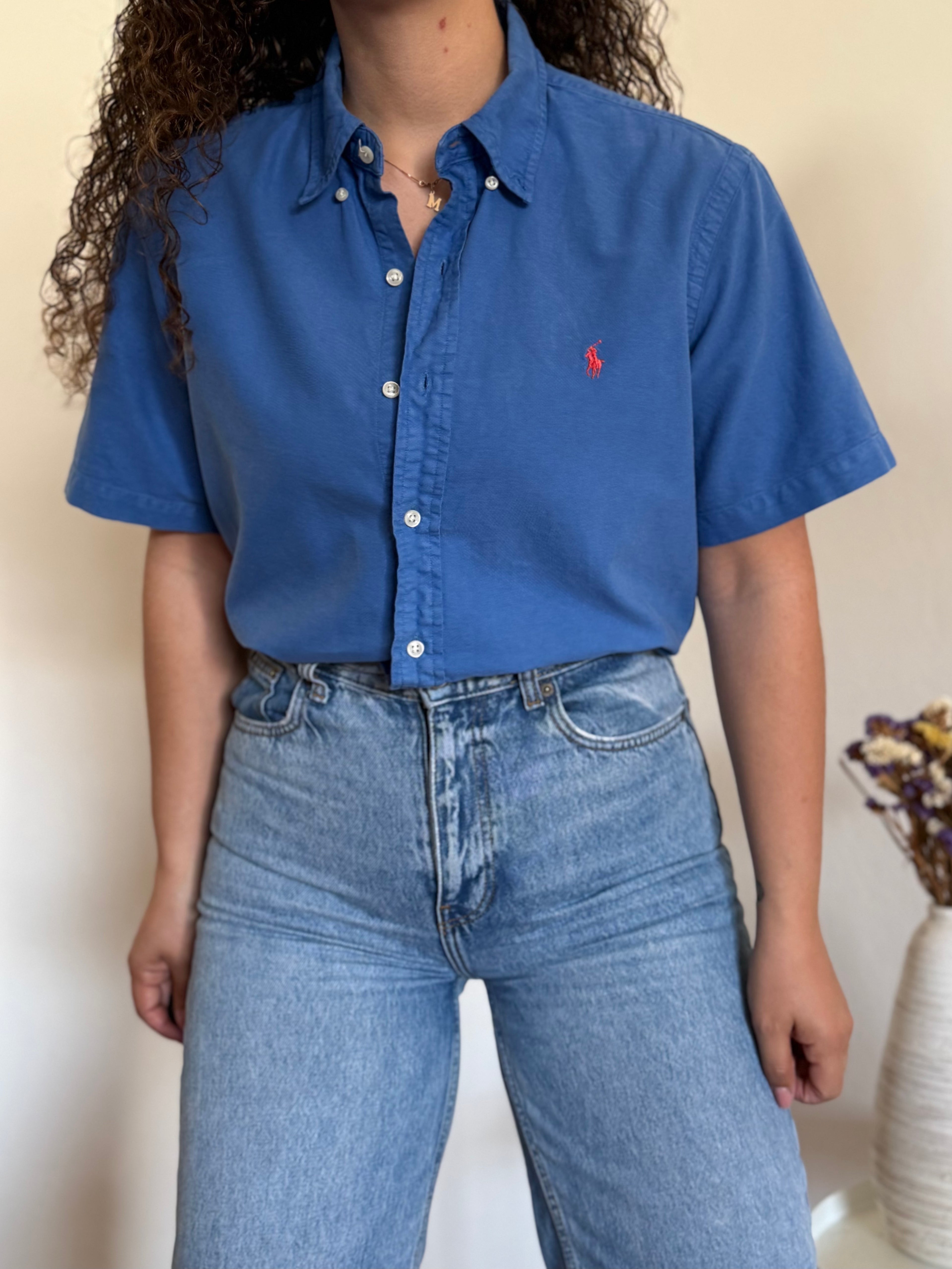 Camisa Ralph Lauren azul | Manga curta | Logo bordado