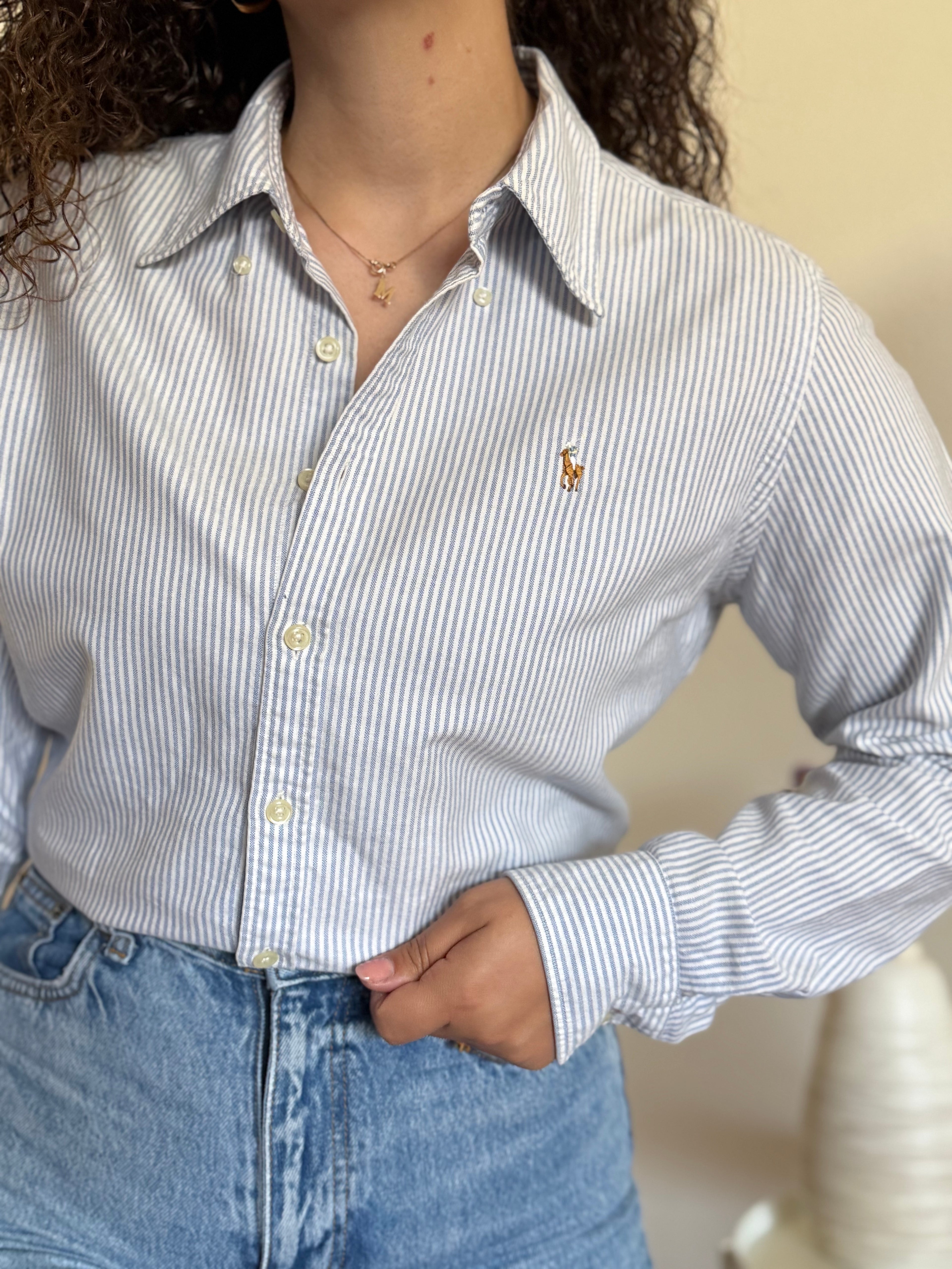 Camisa Ralph Lauren azul riscas | Slim Fit | Logo bordado
