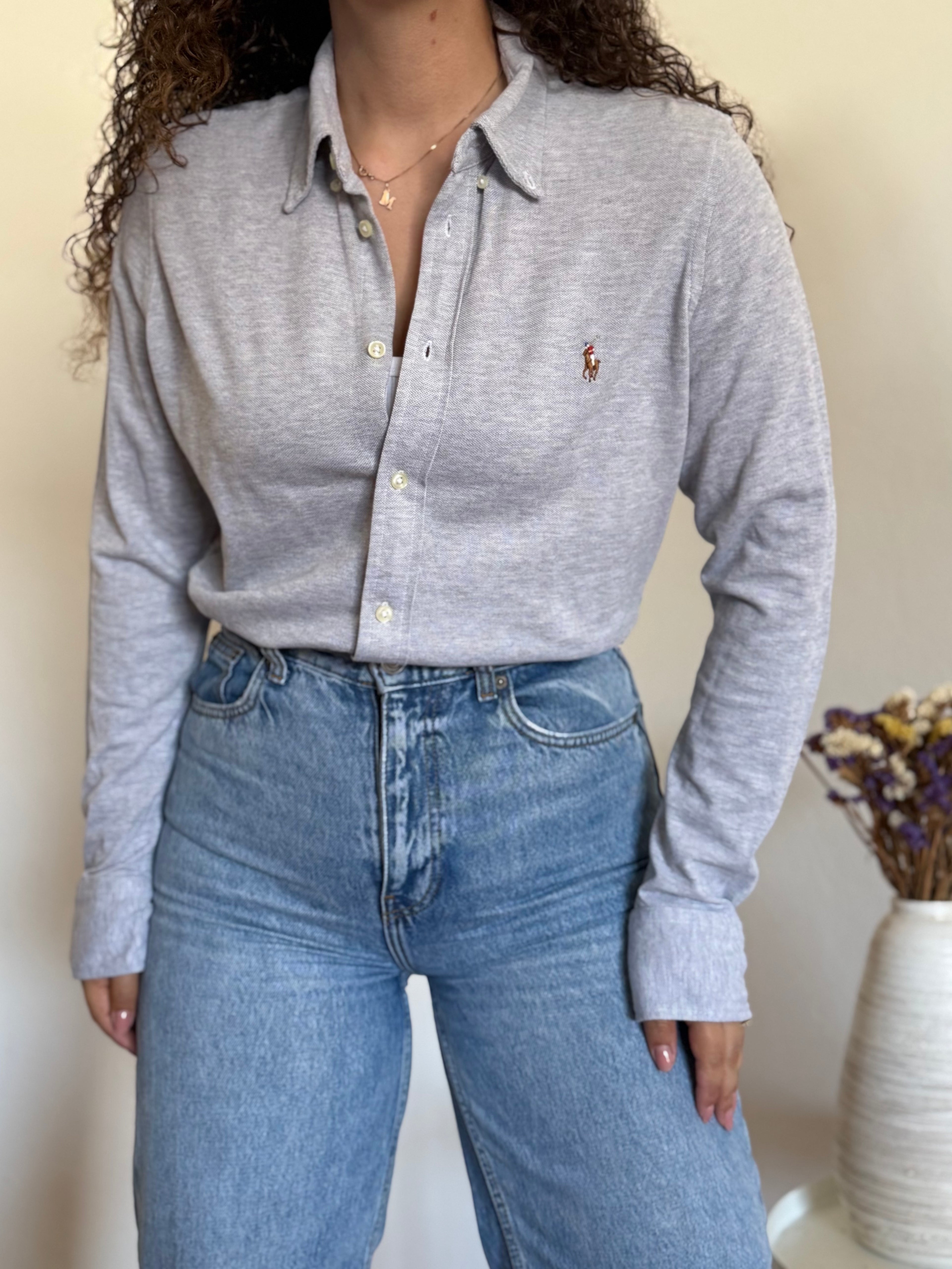 Camisa Ralph Lauren Knit Oxford – Cinza