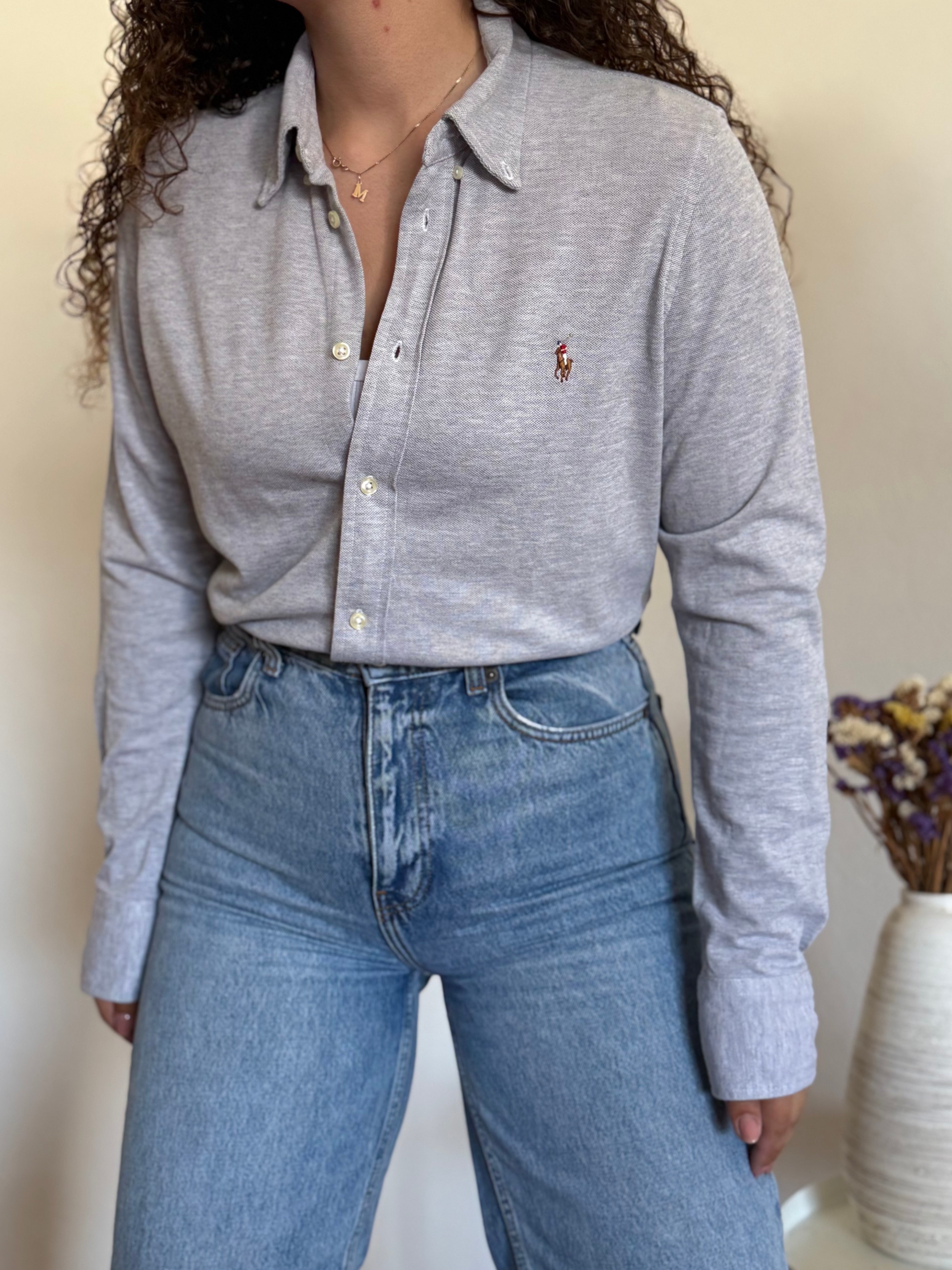 Camisa Ralph Lauren Knit Oxford – Cinza