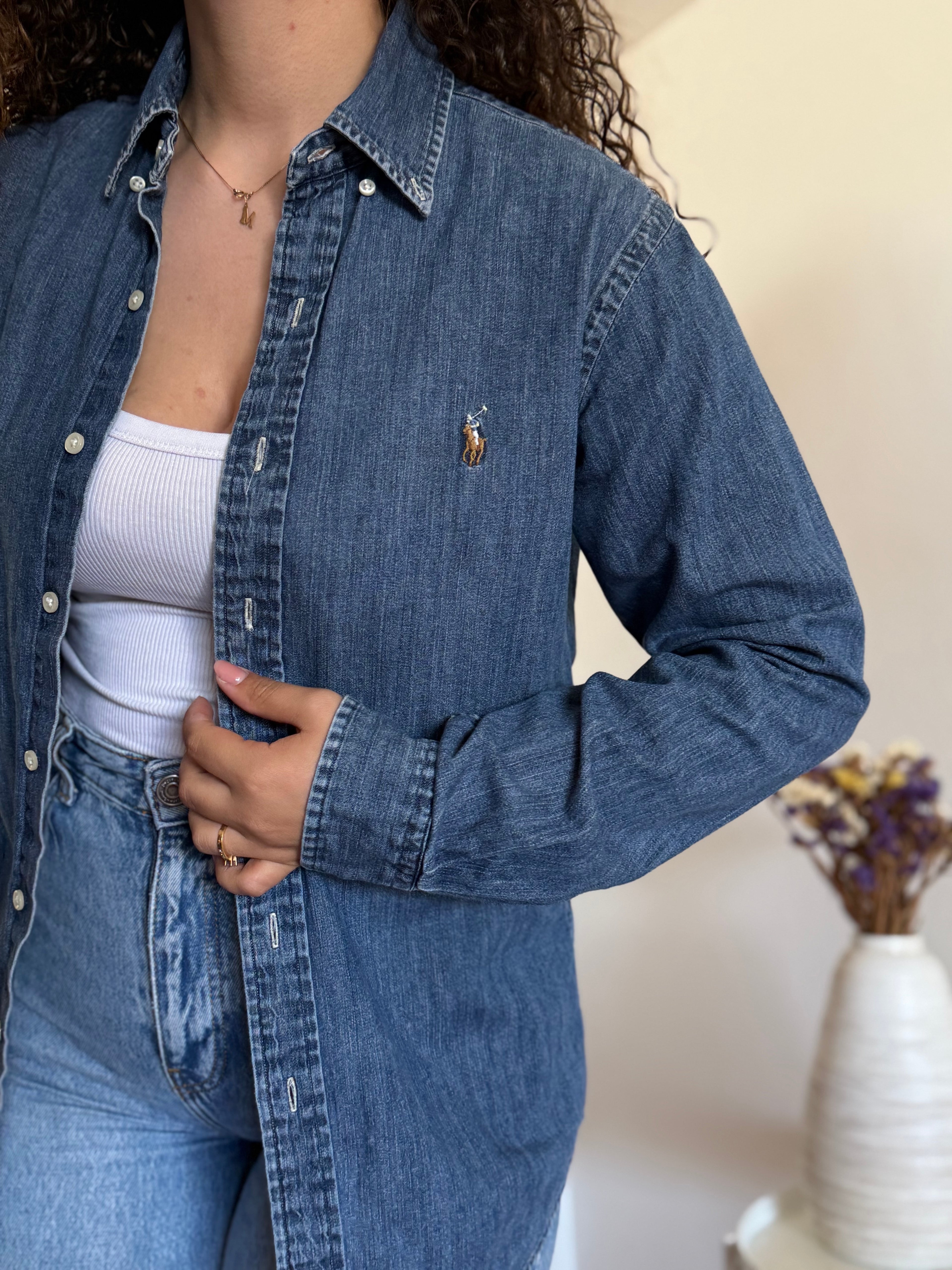 Camisa Ralph Lauren Custom Fit em Ganga – Azul (S)