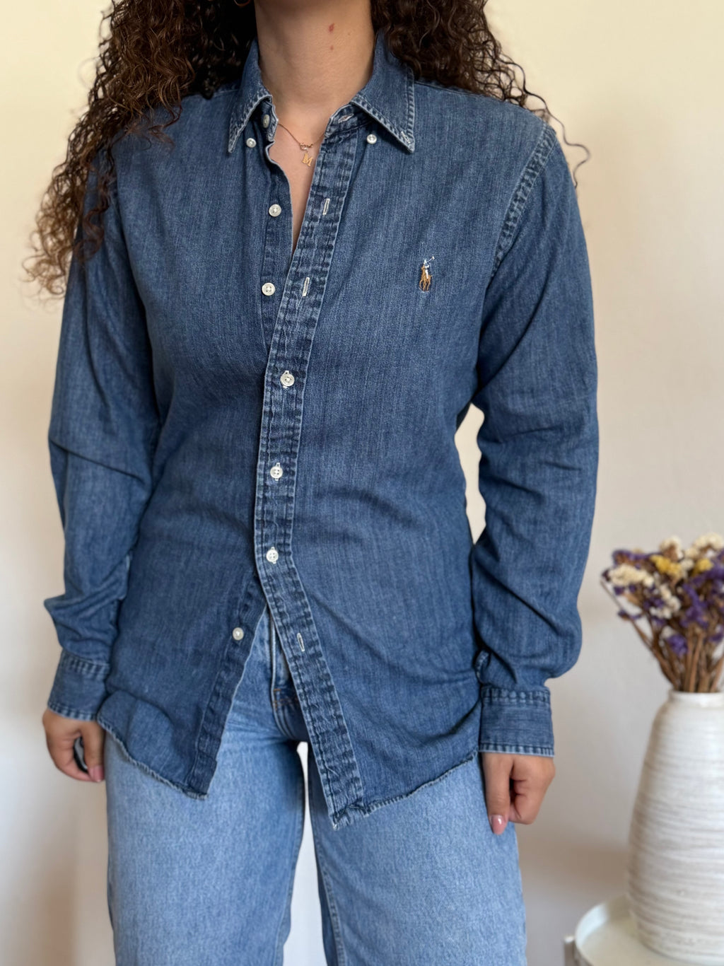Camisa Ralph Lauren Custom Fit em Ganga – Azul (S)