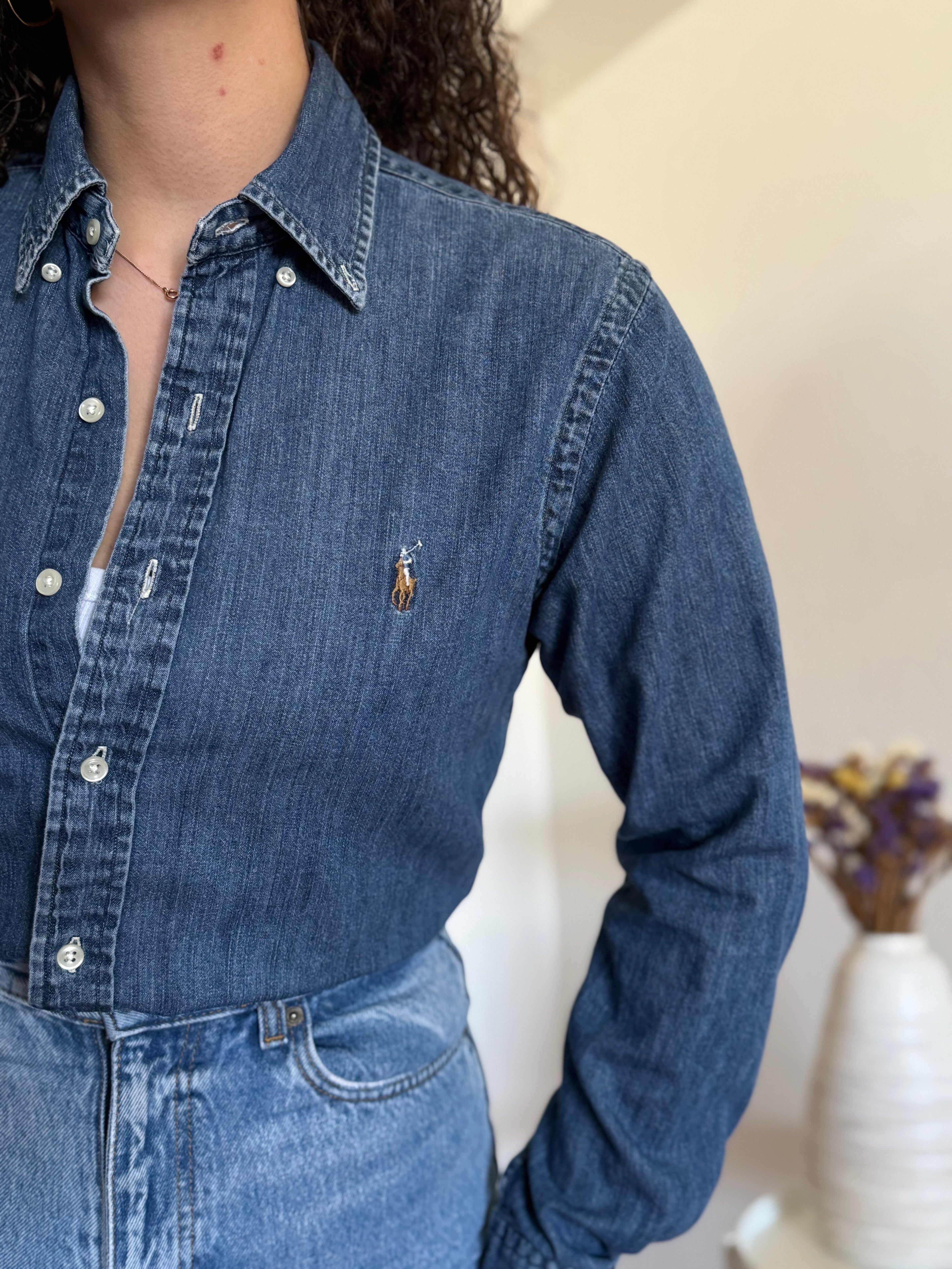Camisa Ralph Lauren Custom Fit em Ganga – Azul (S)
