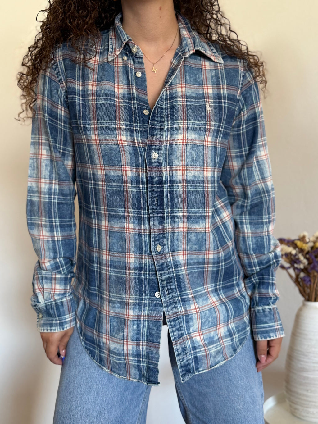 Camisa Ralph Lauren Classic Fit Xadrez Efeito Lavado – Tons de Azul (L)