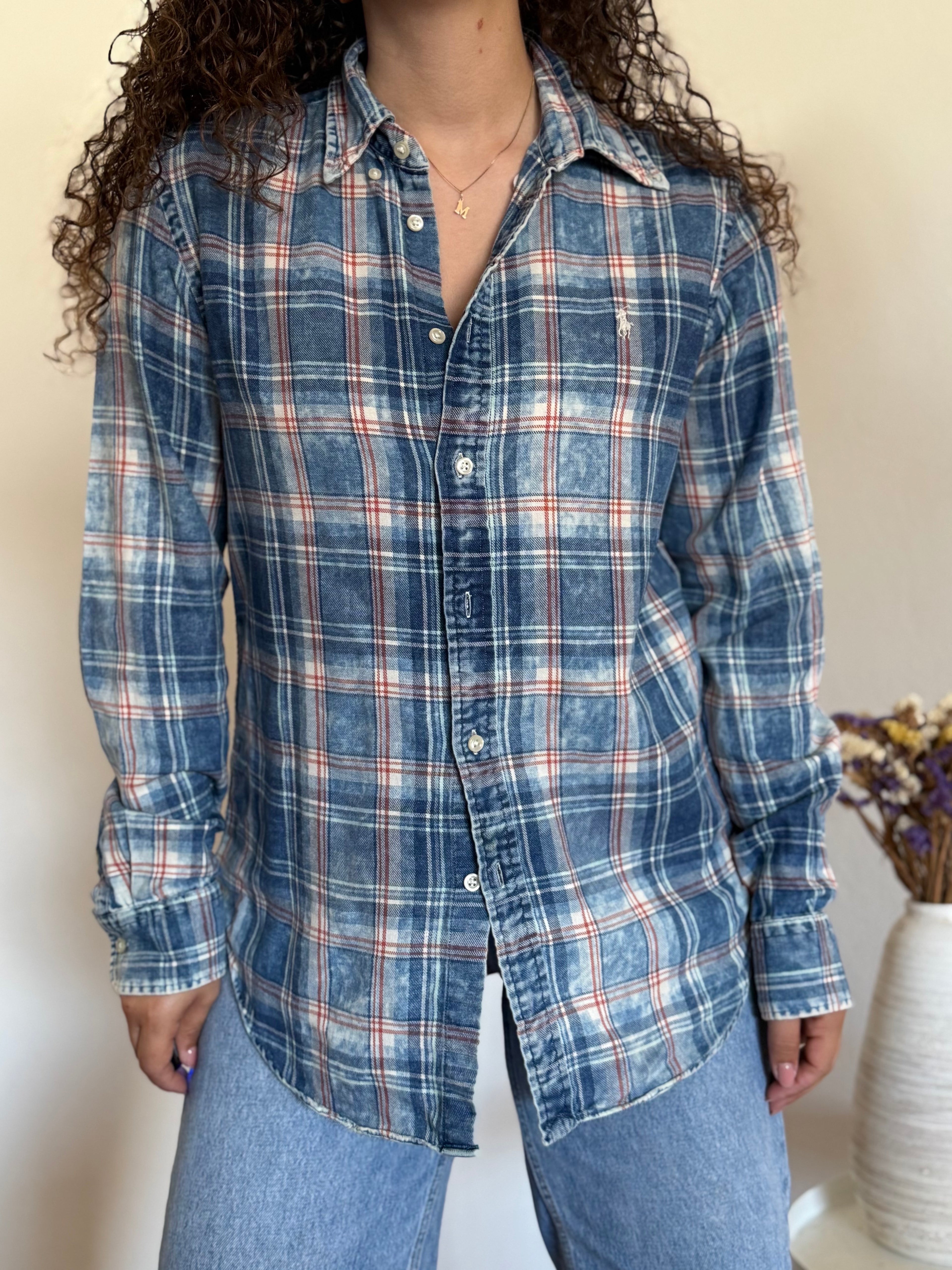 Camisa Ralph Lauren Classic Fit Xadrez Efeito Lavado – Tons de Azul (L)