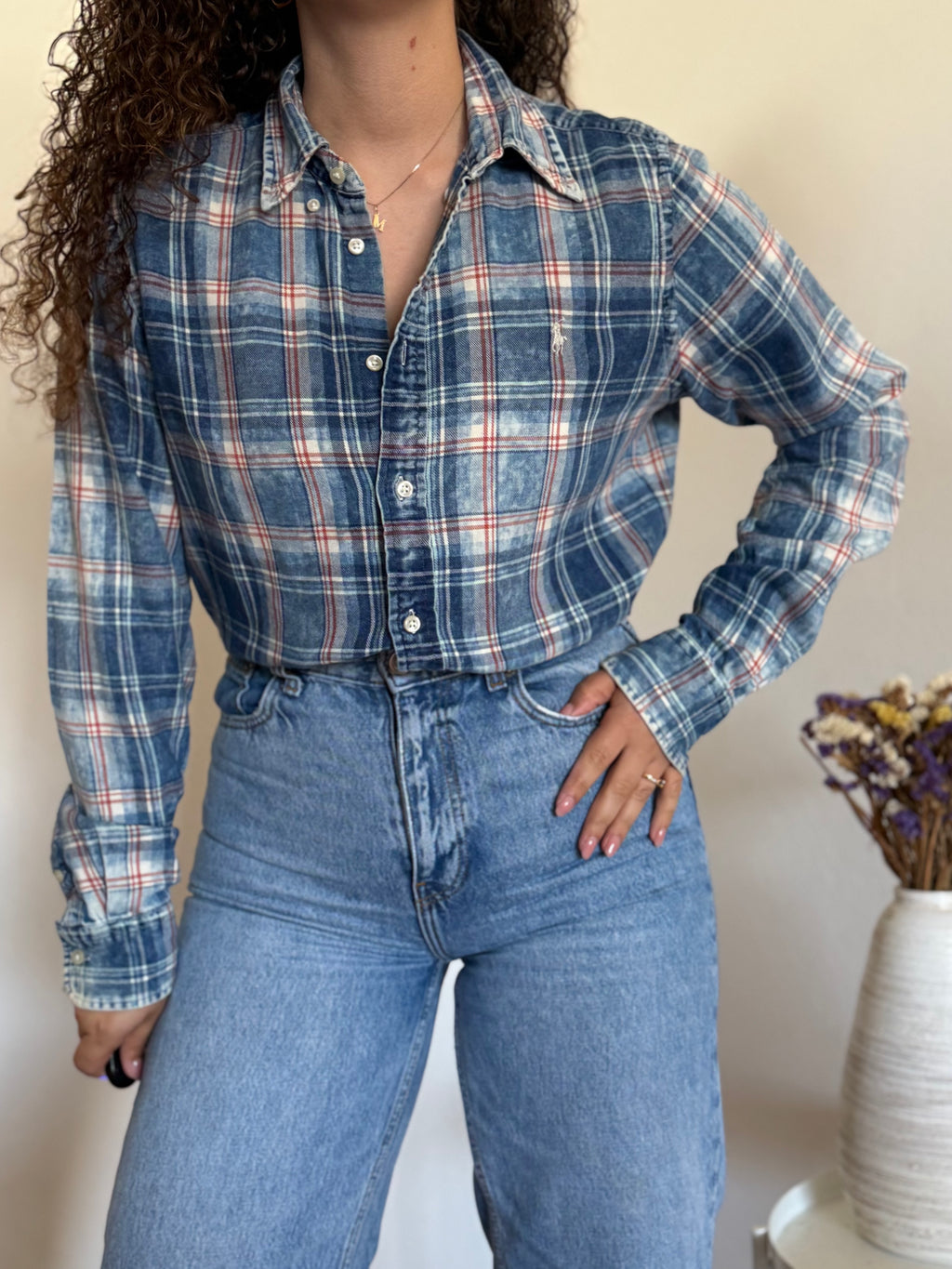 Camisa Ralph Lauren Classic Fit Xadrez Efeito Lavado – Tons de Azul (L)