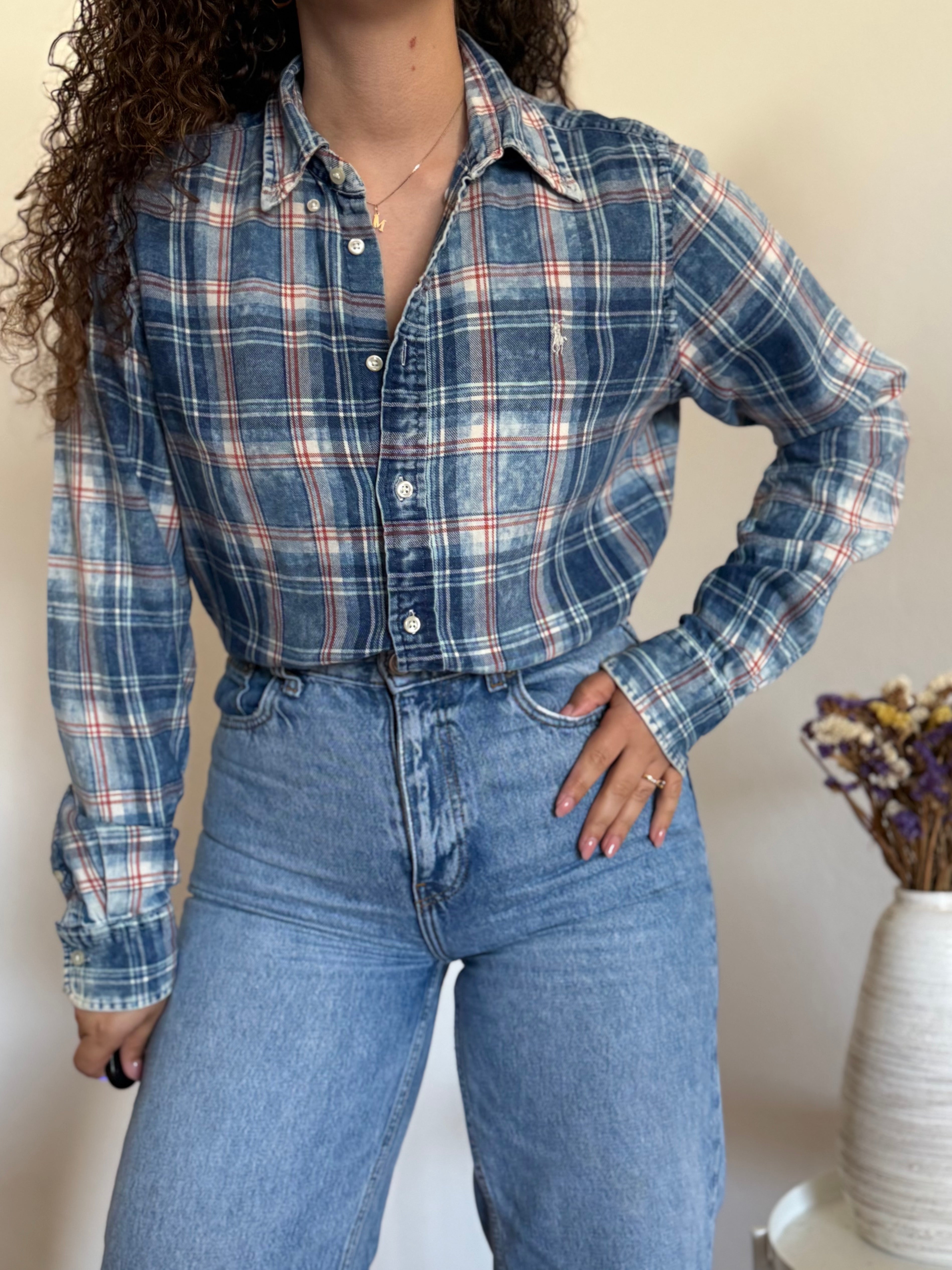 Camisa Ralph Lauren Classic Fit Xadrez Efeito Lavado – Tons de Azul (L)