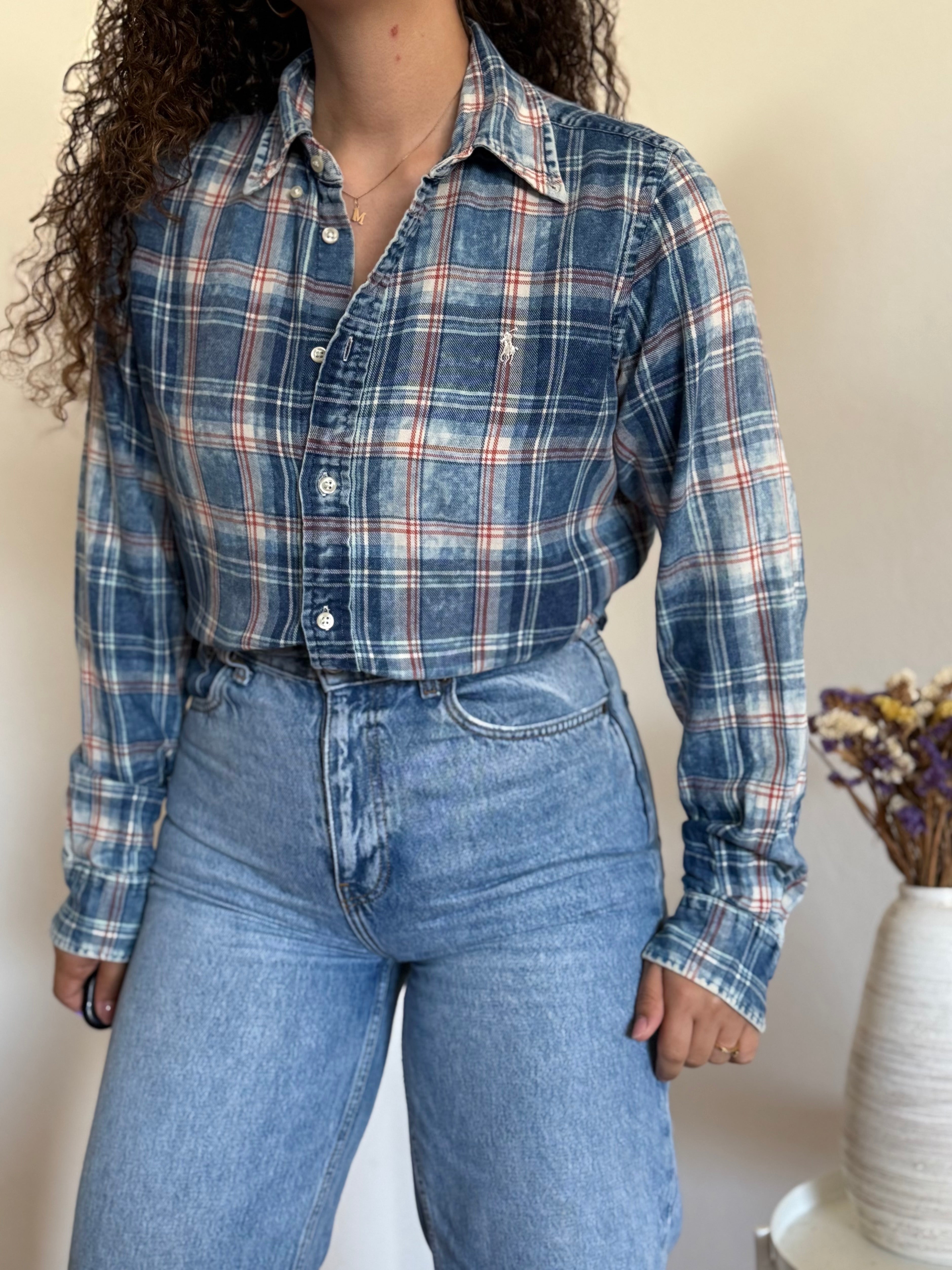 Camisa Ralph Lauren Classic Fit Xadrez Efeito Lavado – Tons de Azul (L)