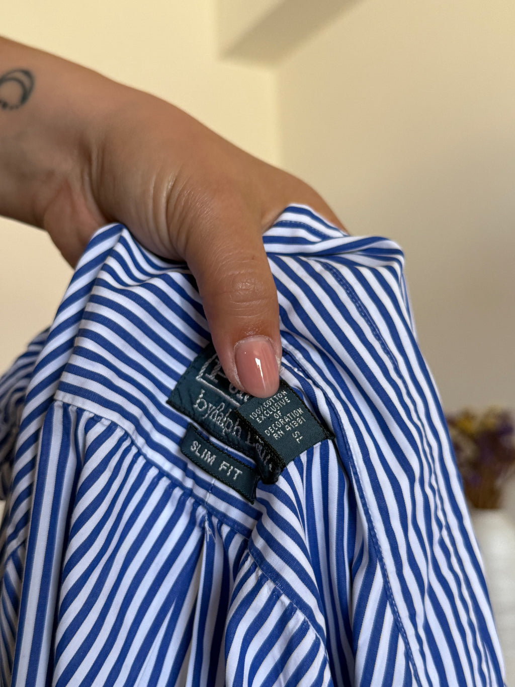 Camisa Polo Ralph Lauren Slim Fit em Algodão – Riscas Azuis (S)