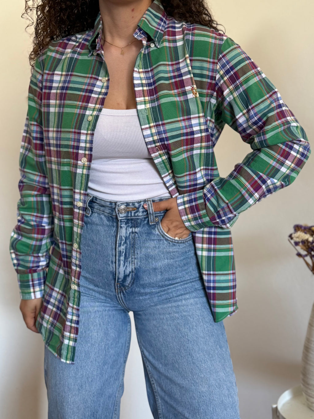 Camisa Ralph Lauren Xadrez em Algodão – Verde e Azul (S)