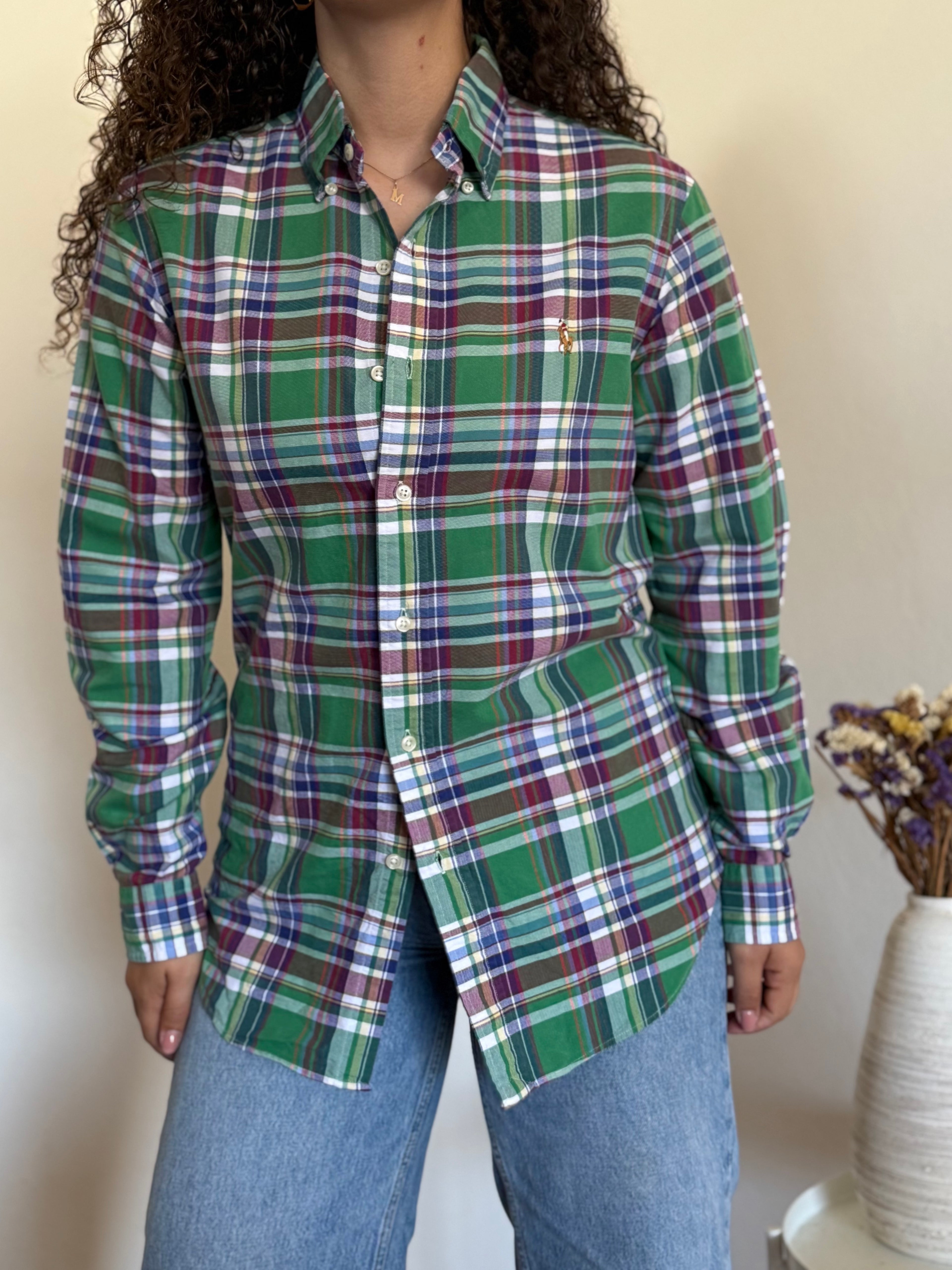 Camisa Ralph Lauren Xadrez em Algodão – Verde e Azul (S)
