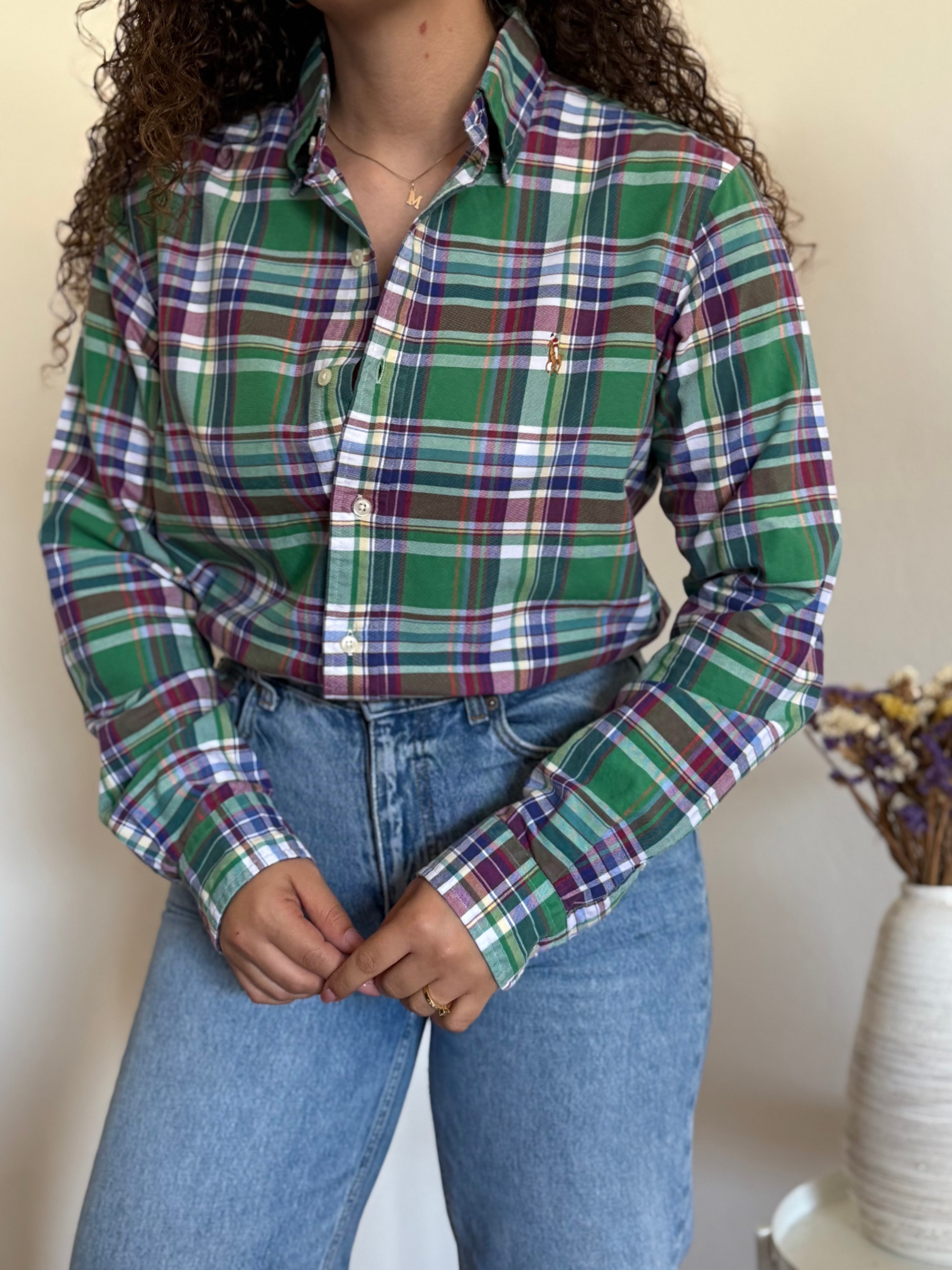 Camisa Ralph Lauren Xadrez em Algodão – Verde e Azul (S)