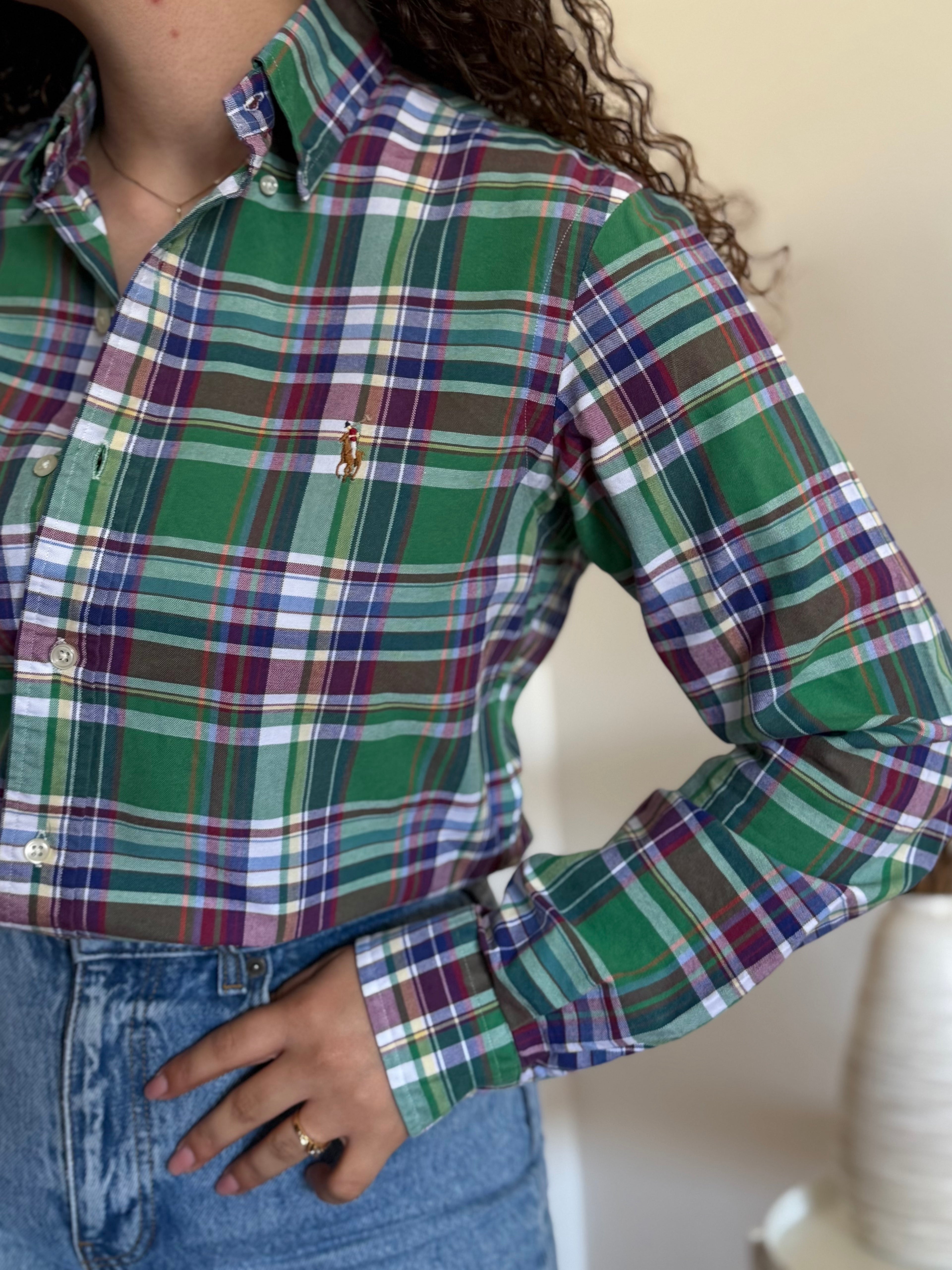 Camisa Ralph Lauren Xadrez em Algodão – Verde e Azul (S)