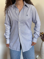 Camisa Polo Ralph Lauren Dress Shirt Custom Fit – Riscas Azuis (Tam. 39 / M)