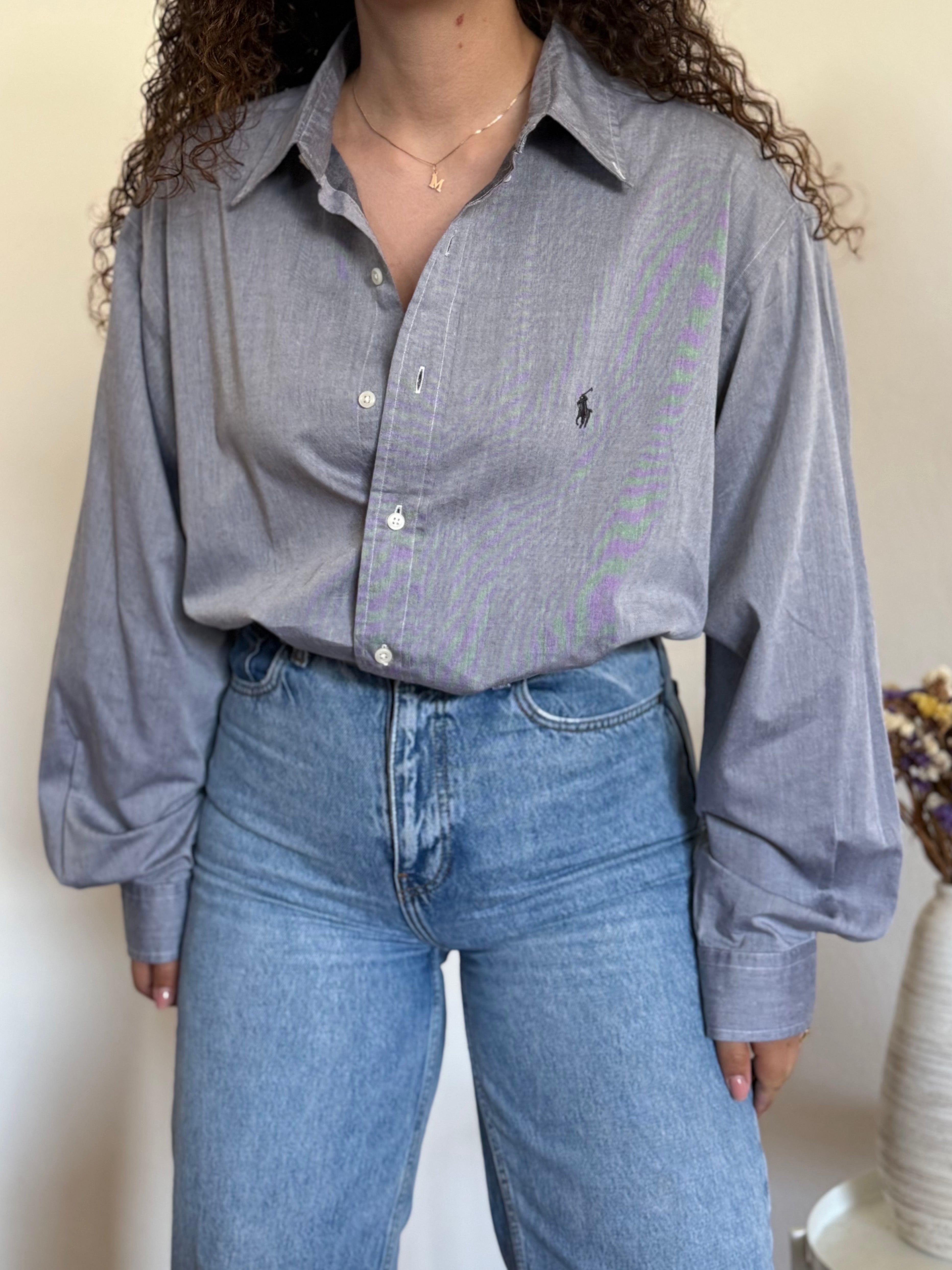 Camisa Polo Ralph Lauren "Yarmouth" em Algodão – Cinza (Tam. 17 / XL)