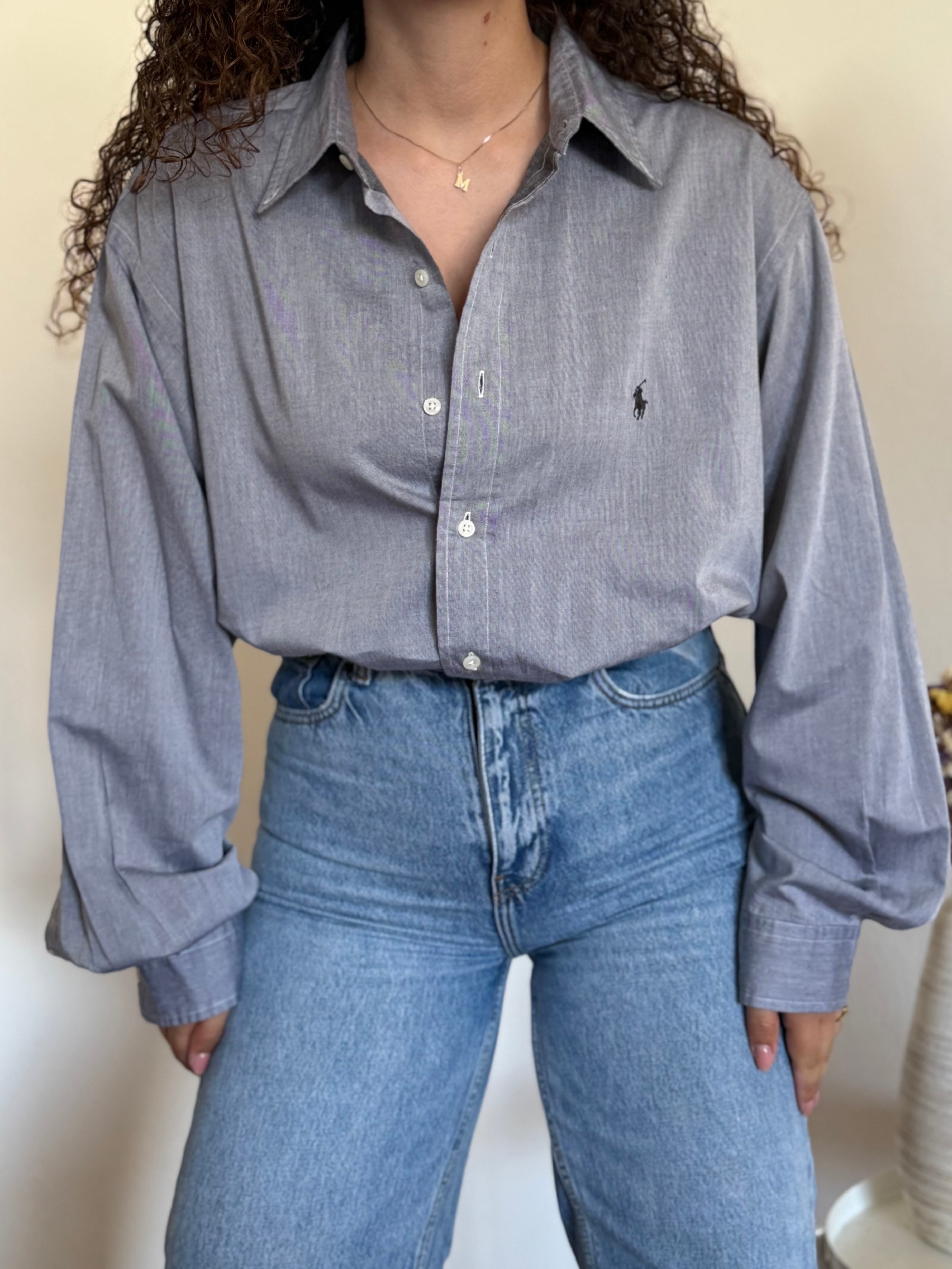 Camisa Polo Ralph Lauren "Yarmouth" em Algodão – Cinza (Tam. 17 / XL)