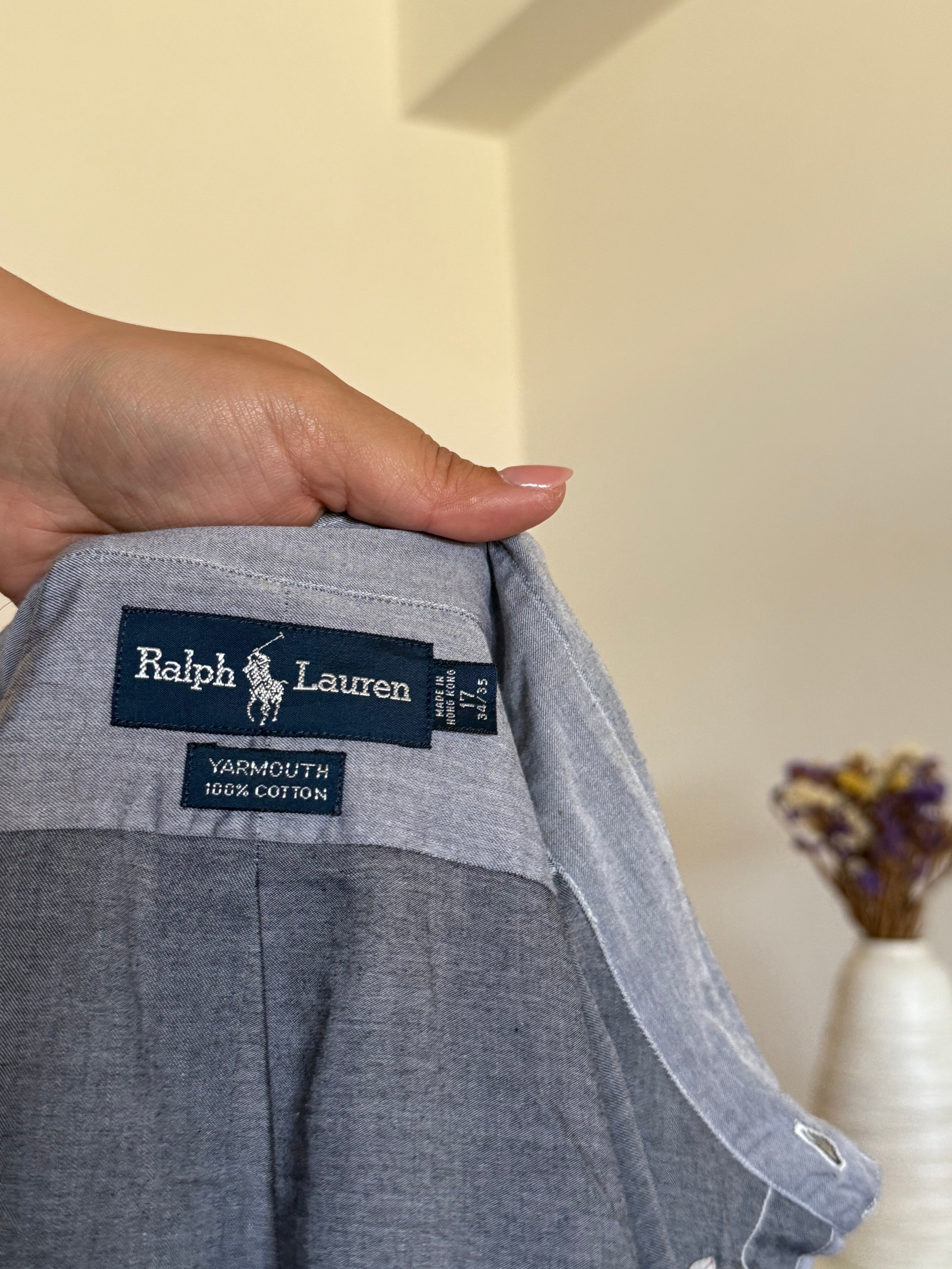 Camisa Polo Ralph Lauren "Yarmouth" em Algodão – Cinza (Tam. 17 / XL)