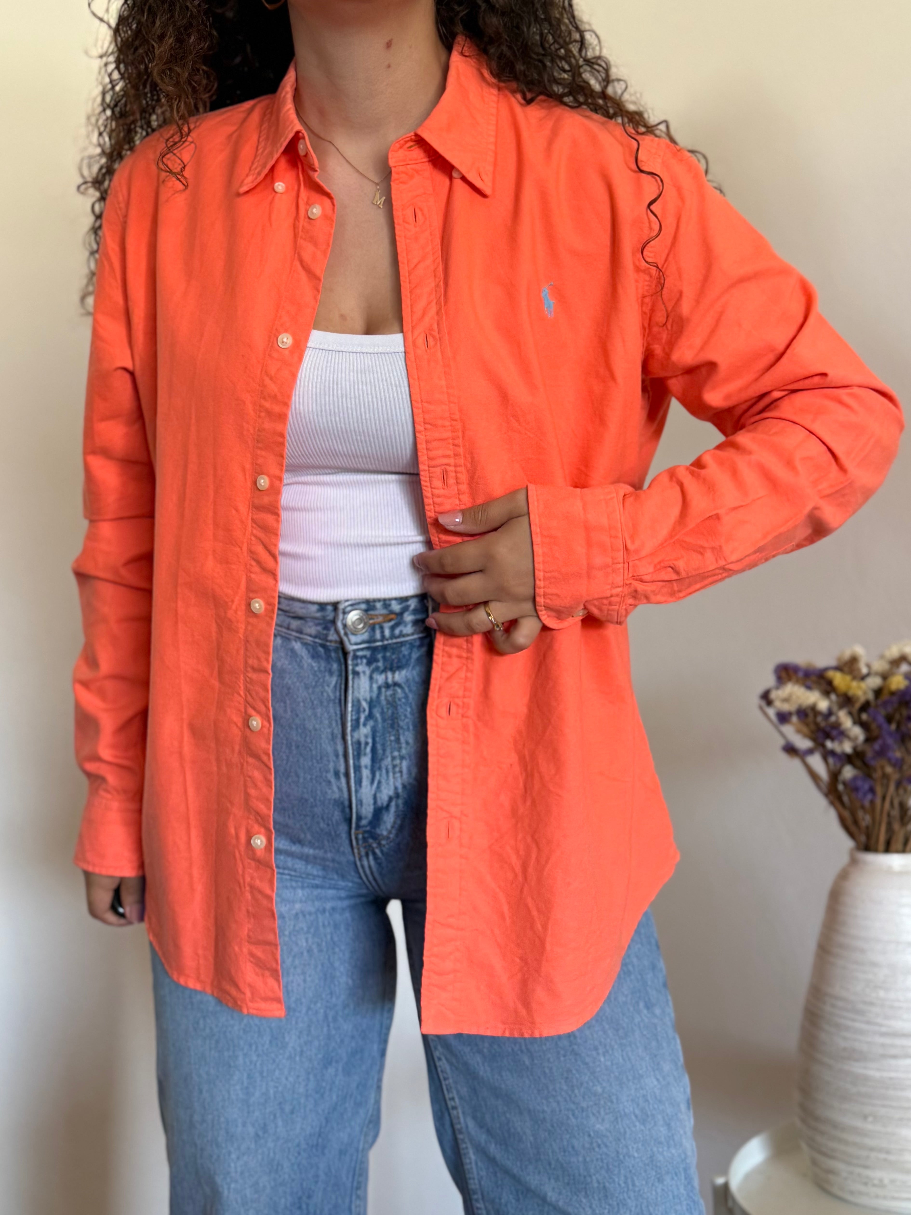 Camisa Polo Ralph Lauren Custom Fit em Algodão – Laranja