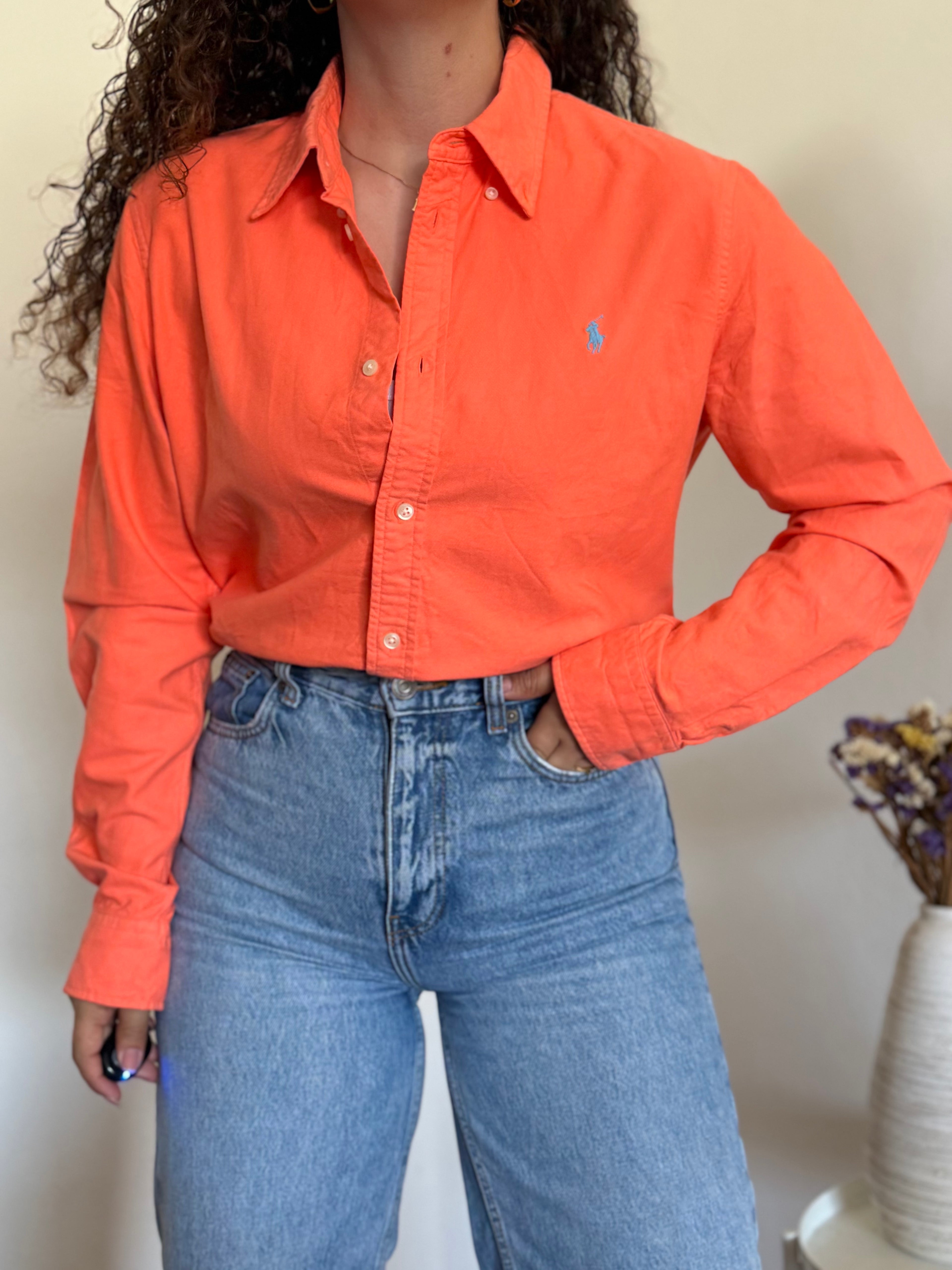 Camisa Polo Ralph Lauren Custom Fit em Algodão – Laranja