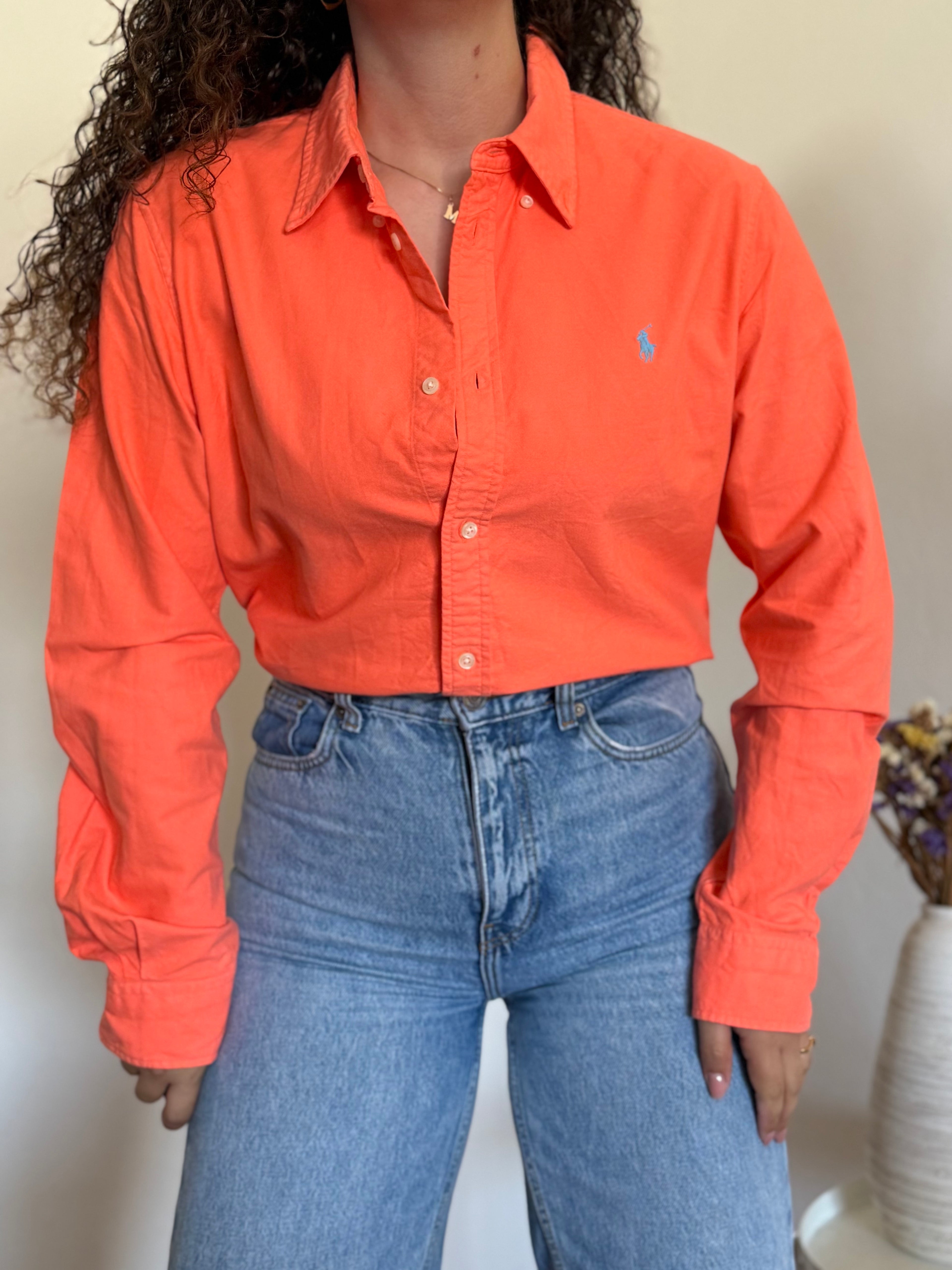 Camisa Polo Ralph Lauren Custom Fit em Algodão – Laranja