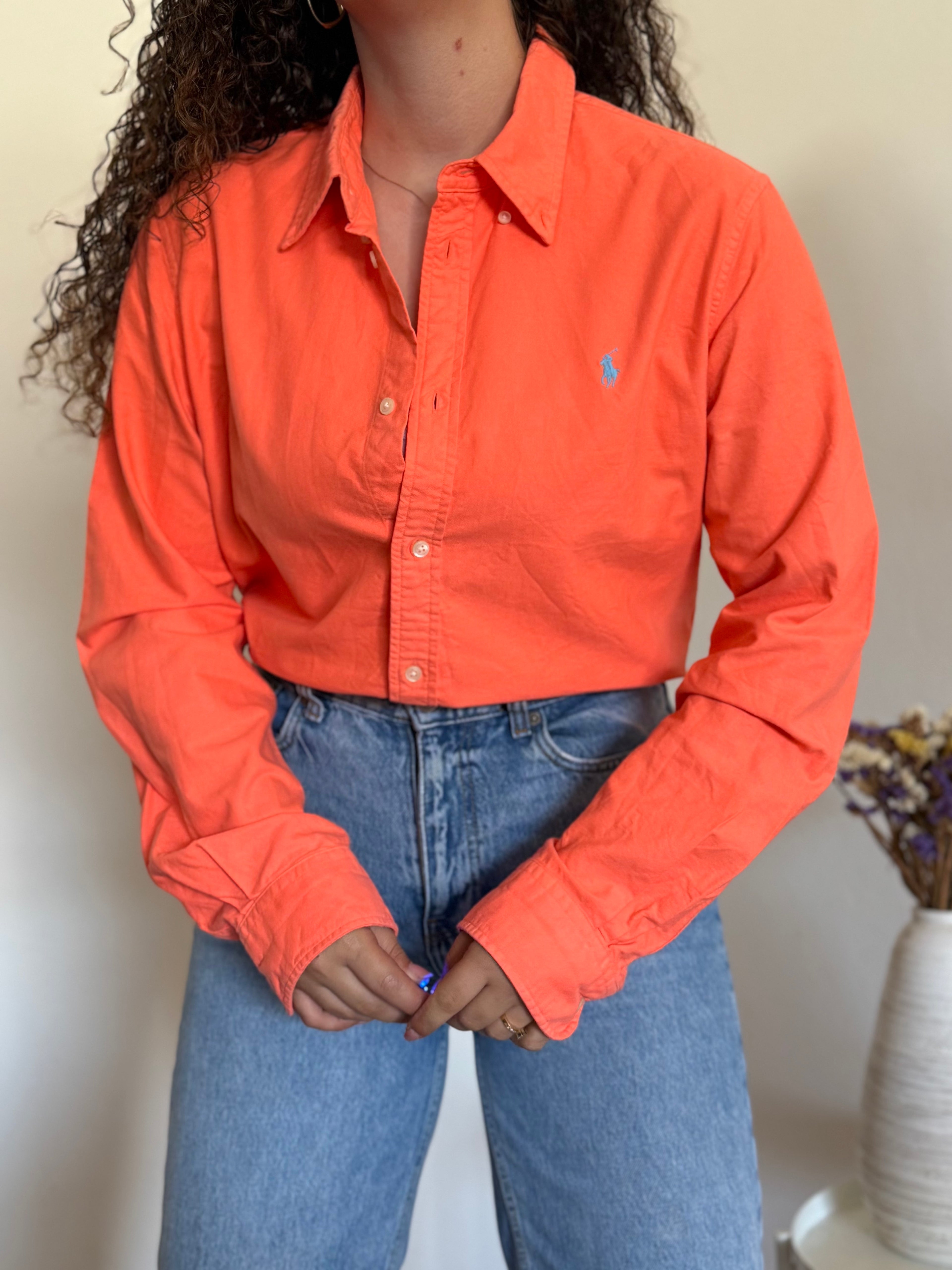 Camisa Polo Ralph Lauren Custom Fit em Algodão – Laranja