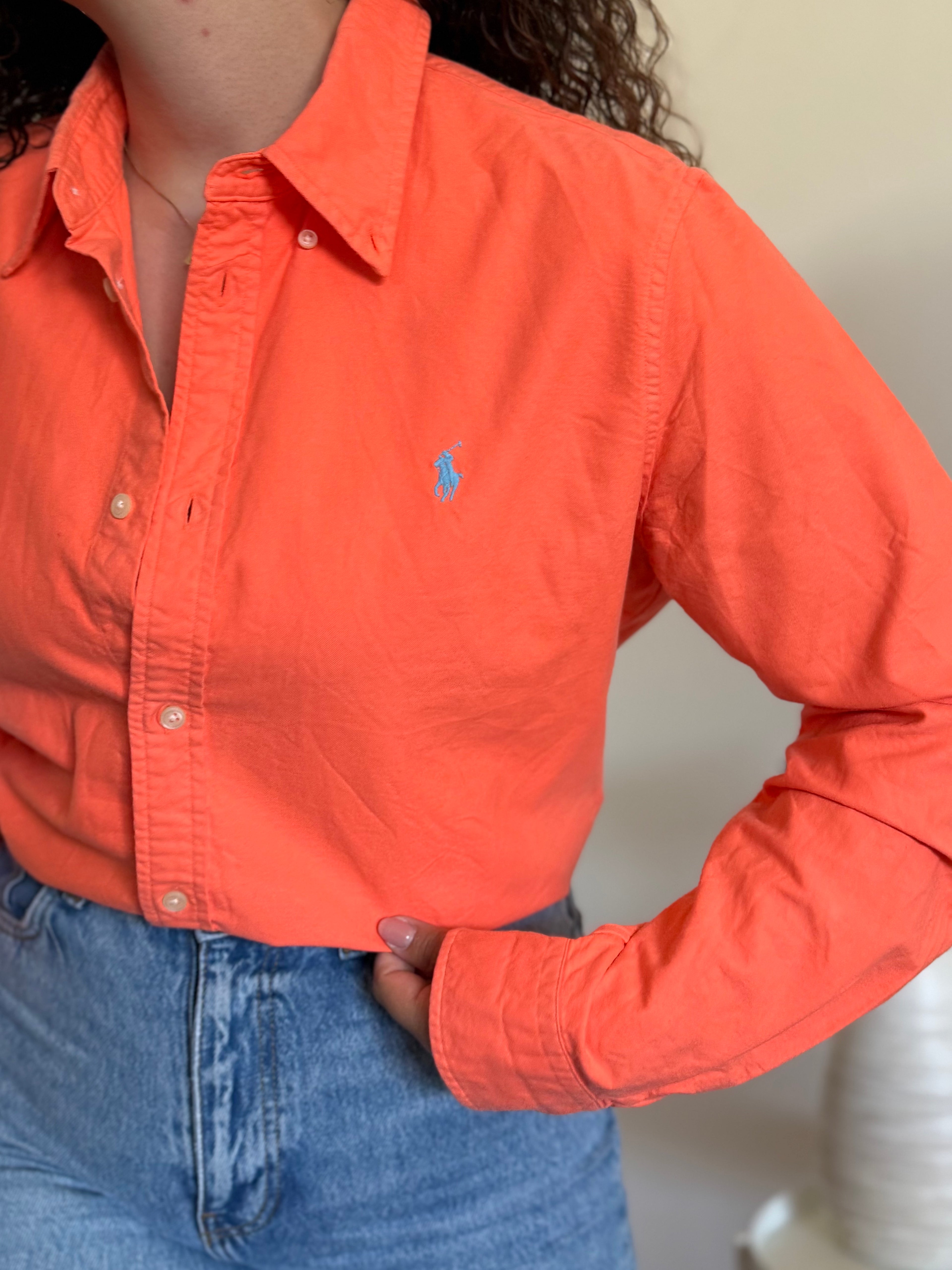 Camisa Polo Ralph Lauren Custom Fit em Algodão – Laranja