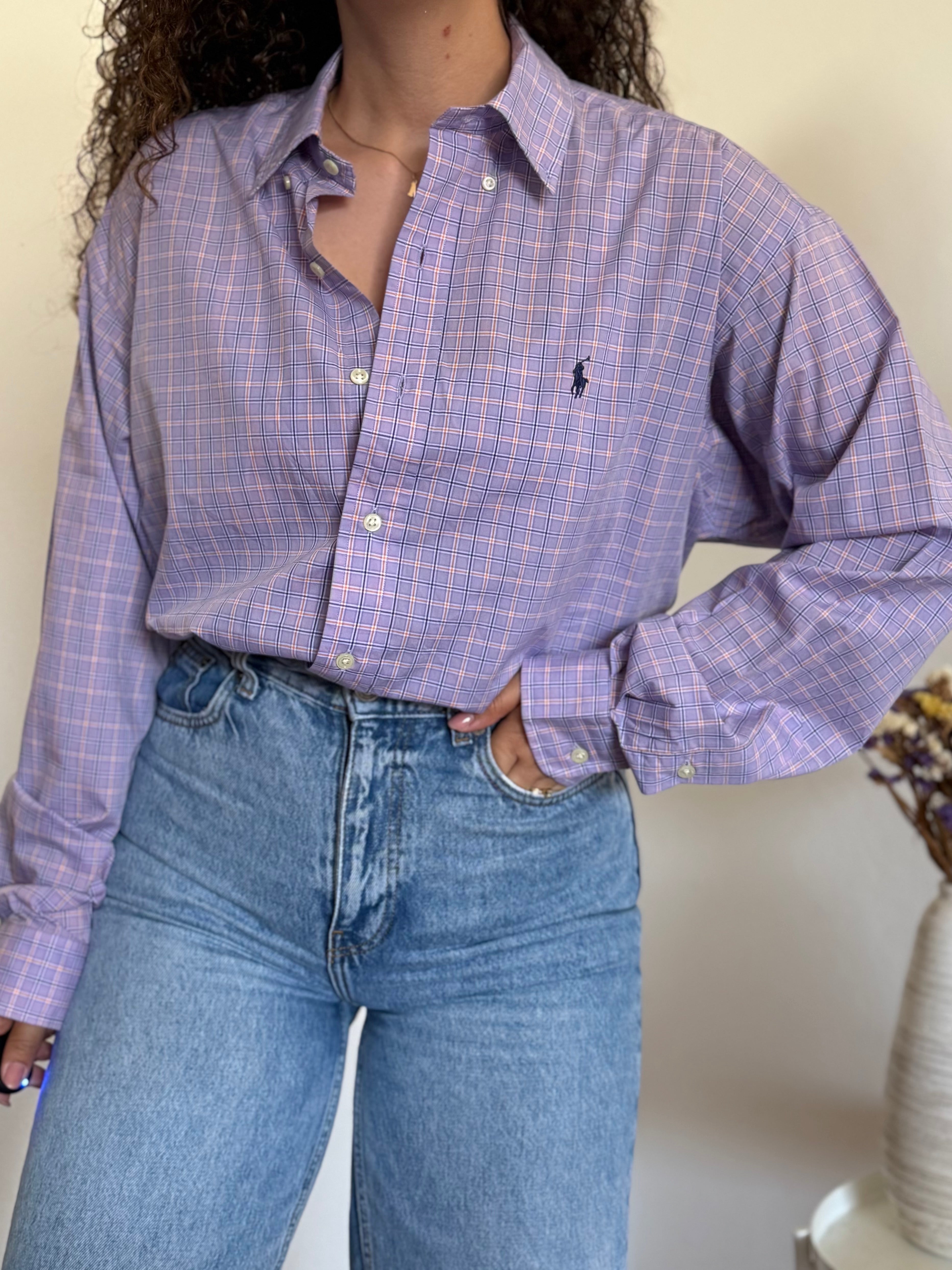 Camisa Polo Ralph Lauren "Blake" em Algodão – Roxa (L)