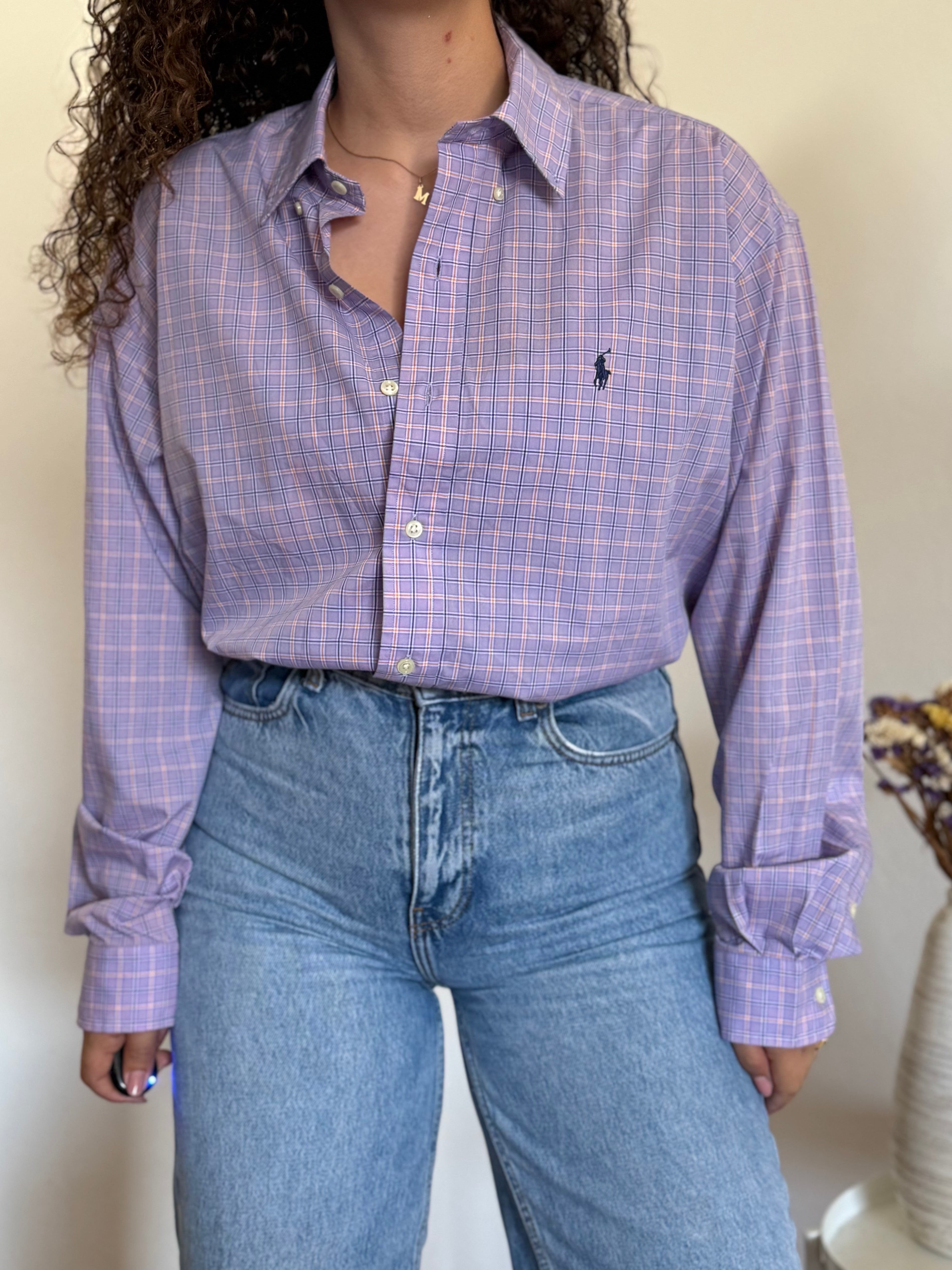 Camisa Polo Ralph Lauren "Blake" em Algodão – Roxa (L)