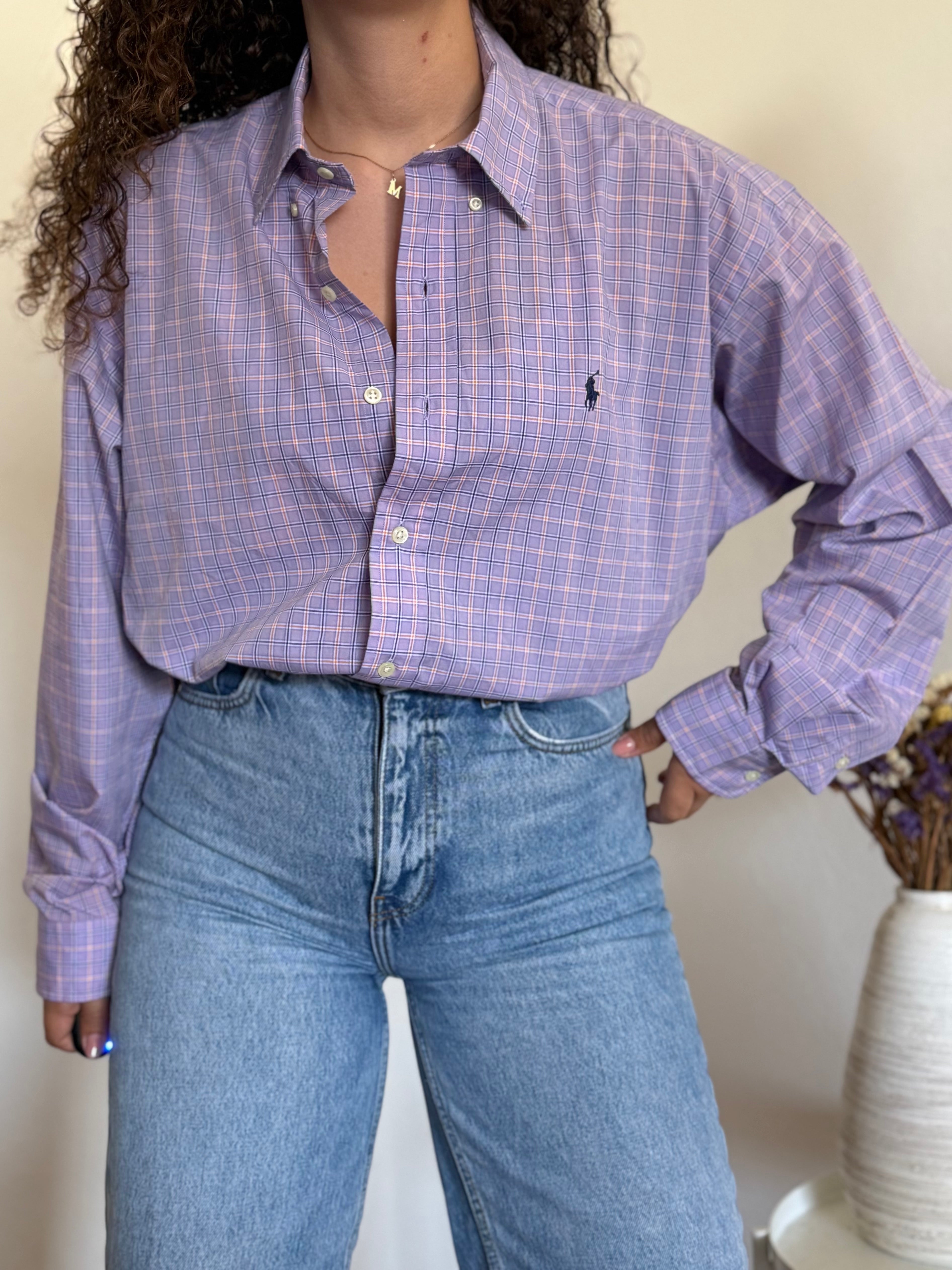 Camisa Polo Ralph Lauren "Blake" em Algodão – Roxa (L)