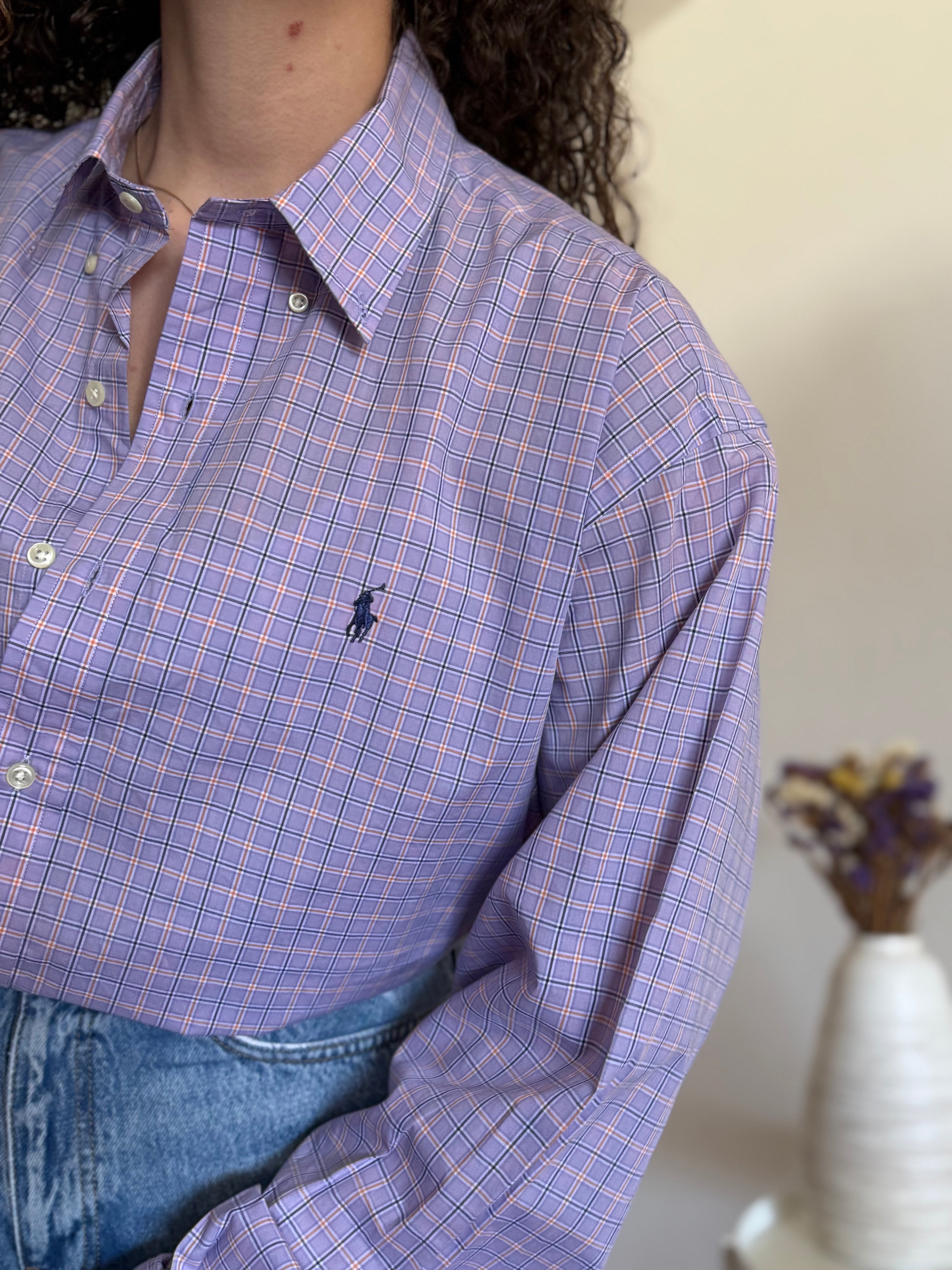 Camisa Polo Ralph Lauren "Blake" em Algodão – Roxa (L)