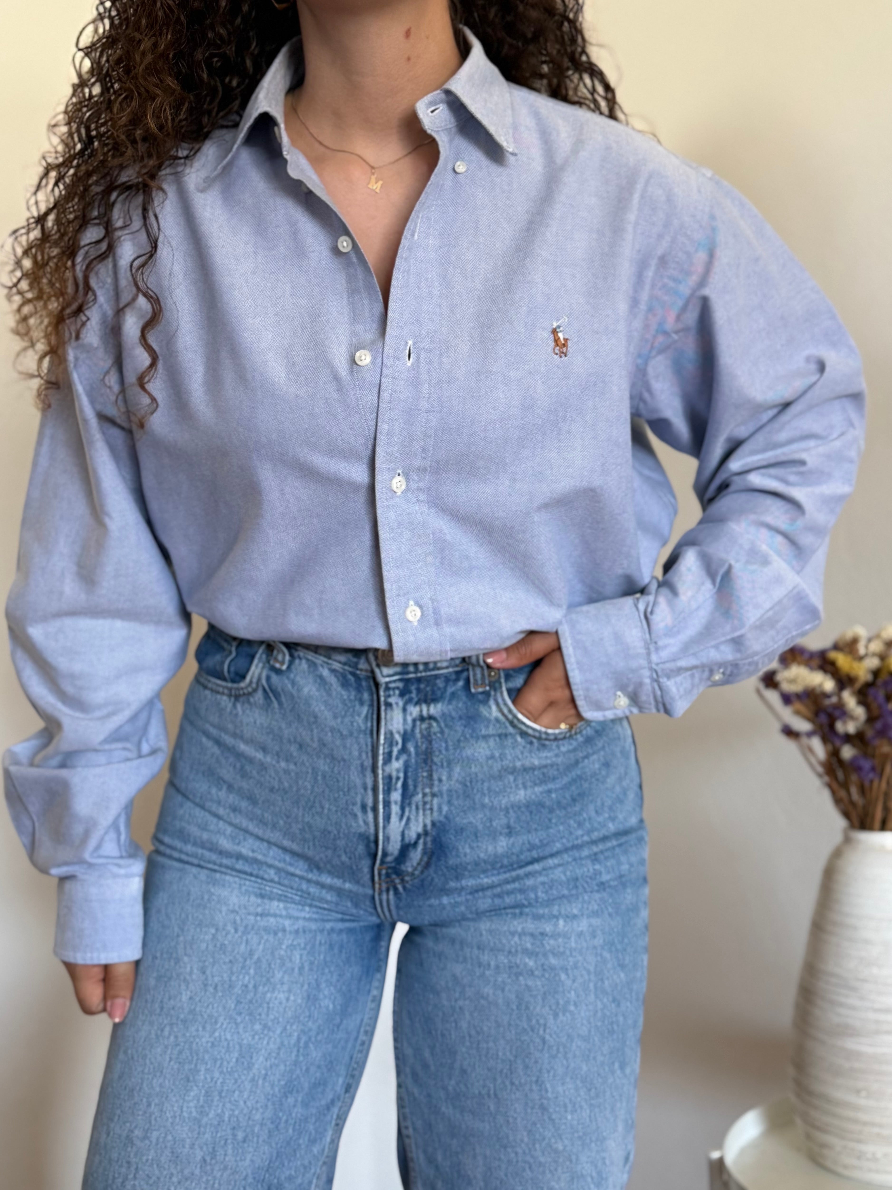 Camisa Polo Ralph Lauren "Yarmouth" em Algodão – Azul (Tam. 15 / M)