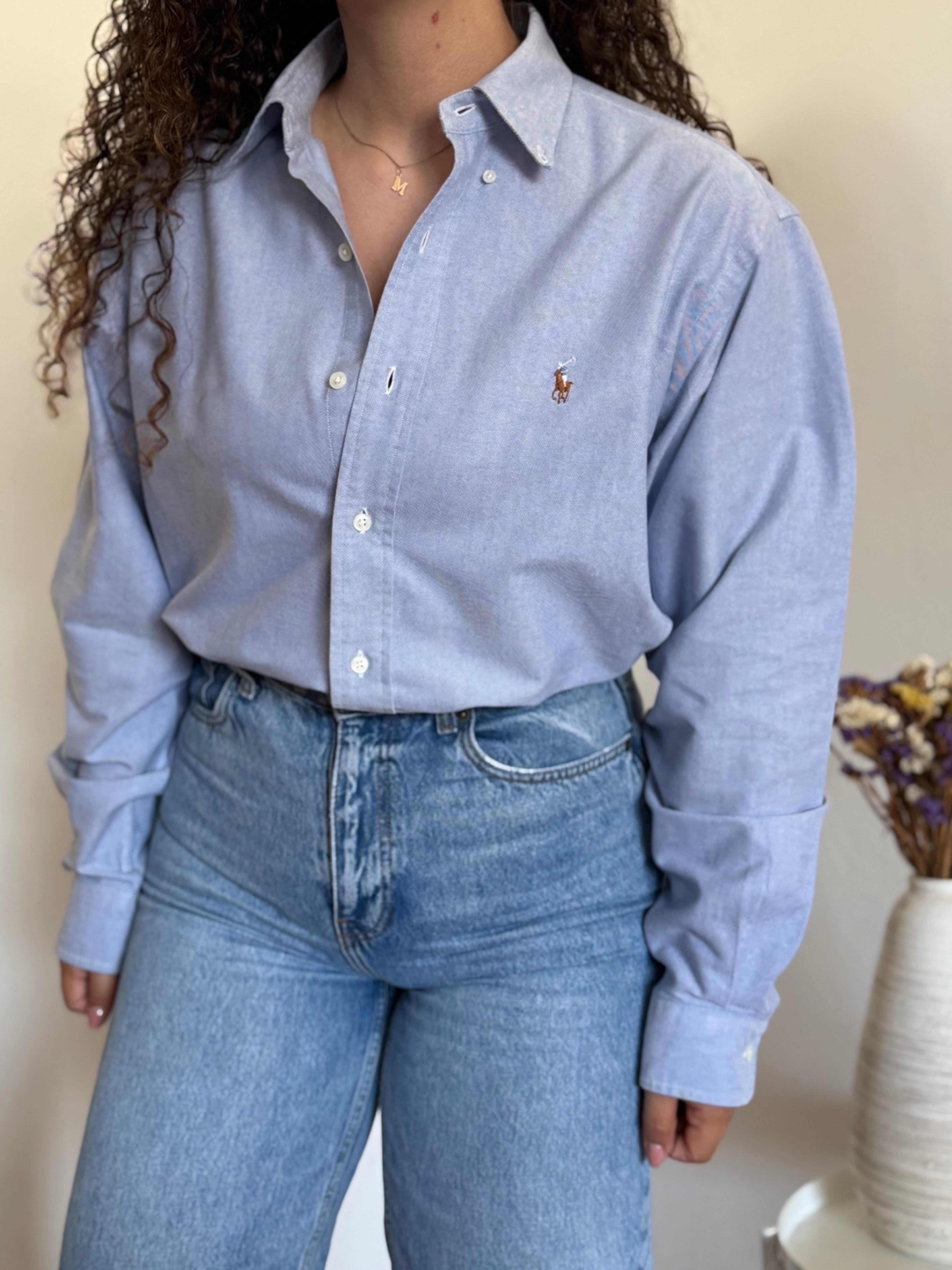 Camisa Polo Ralph Lauren "Yarmouth" em Algodão – Azul (Tam. 15 / M)