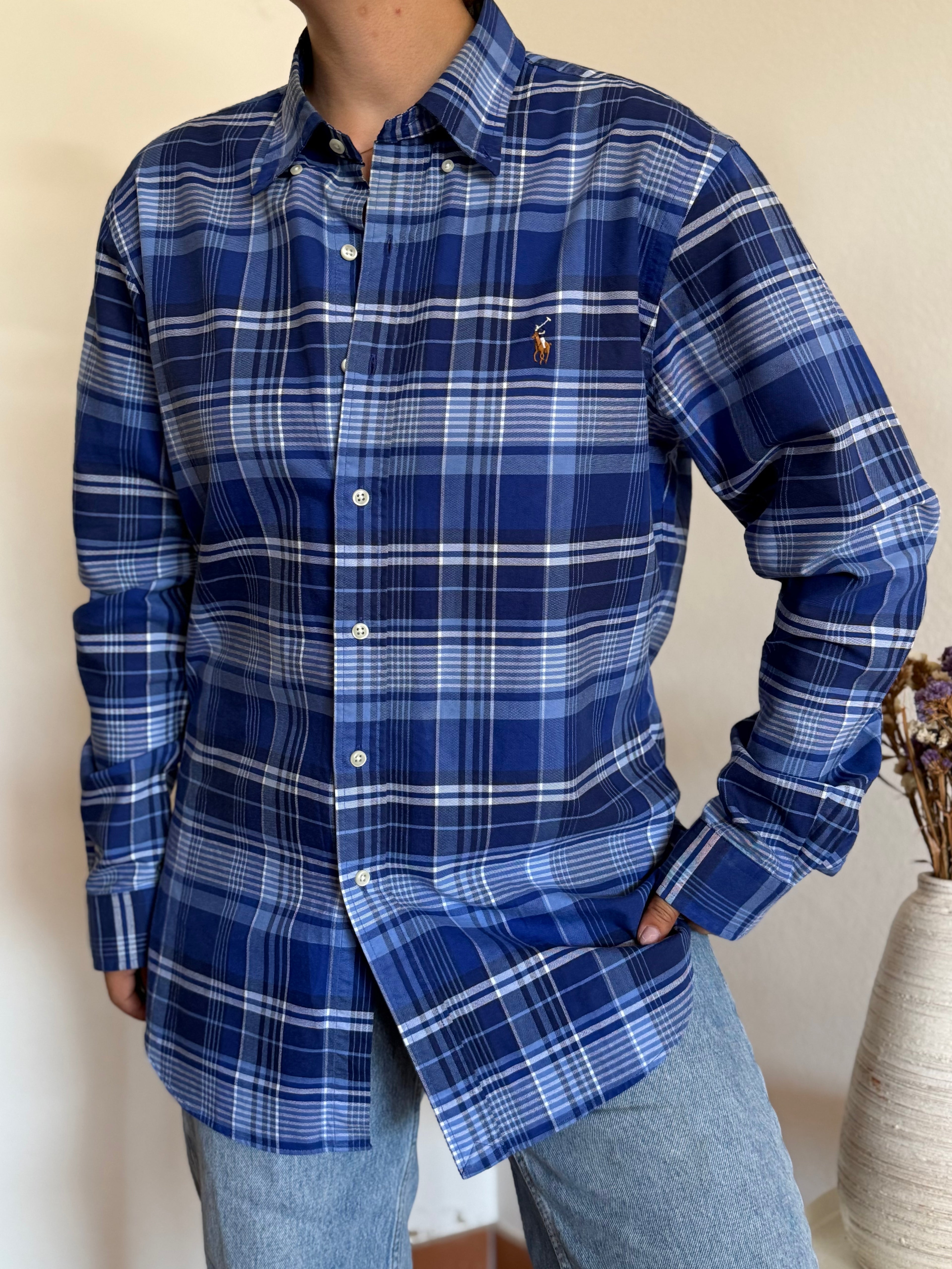 Camisa Polo Ralph Lauren Slim Fit em Algodão – Azul (L)